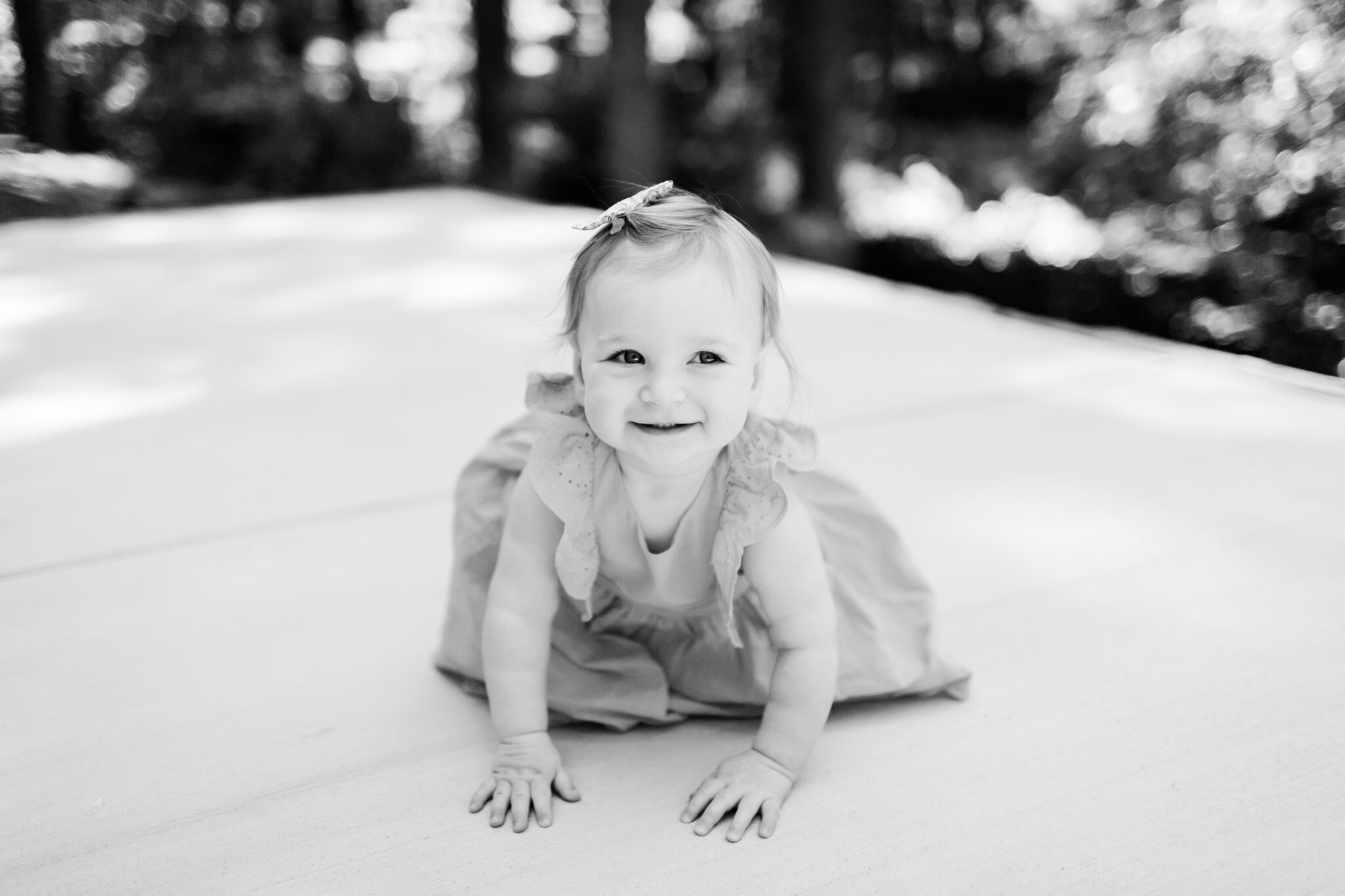 Raleigh Family Photographer | By G. Lin Photography | Baby girl crawling on ground