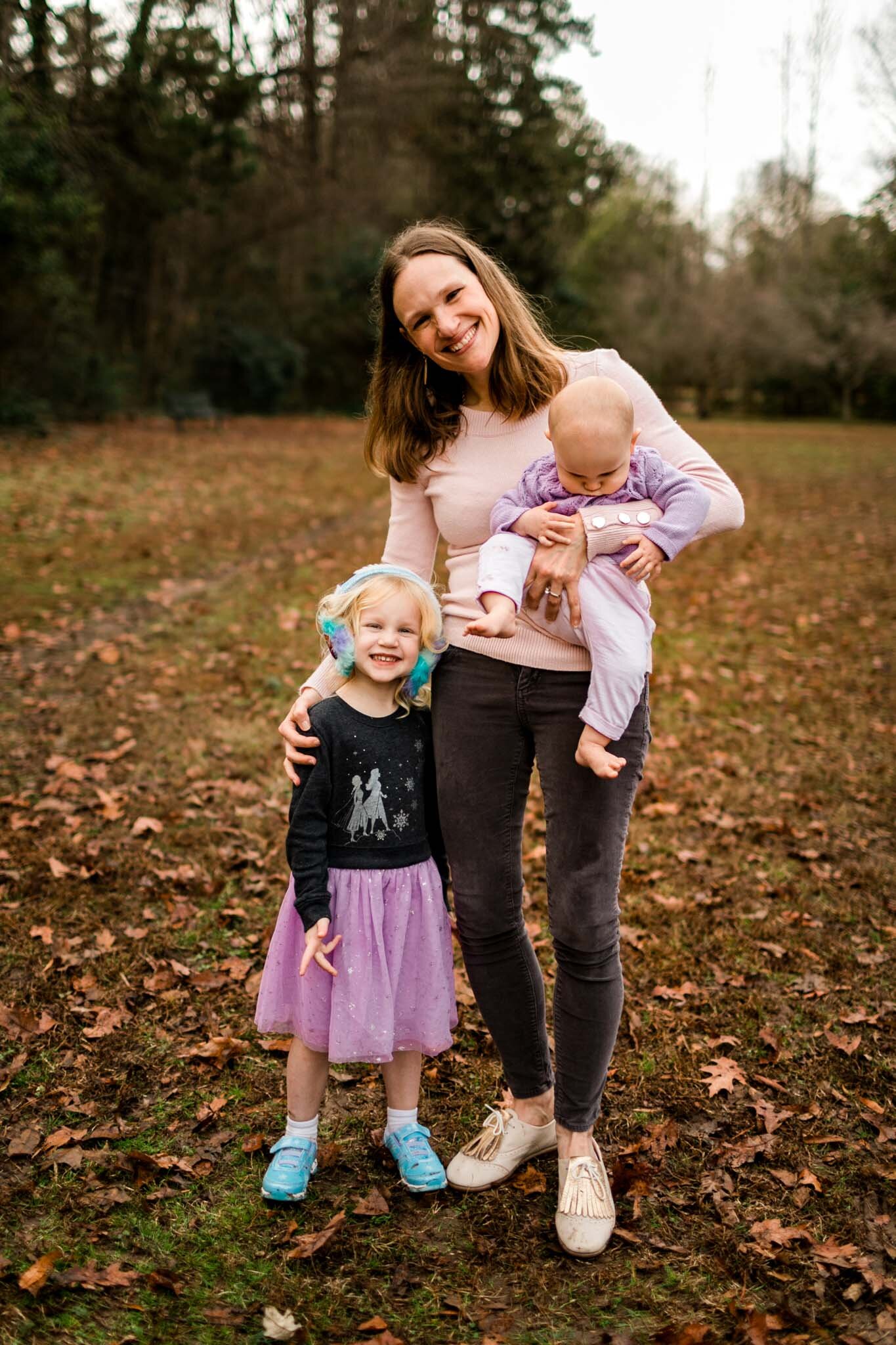 Durham Family Photographer | By G. Lin Photography | Mother with her two daughters smiling at camera