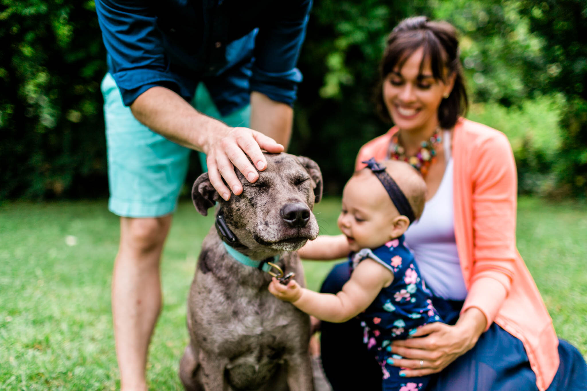 Raleigh Family Photographer | By G. Lin Photography | Man petting dog on head