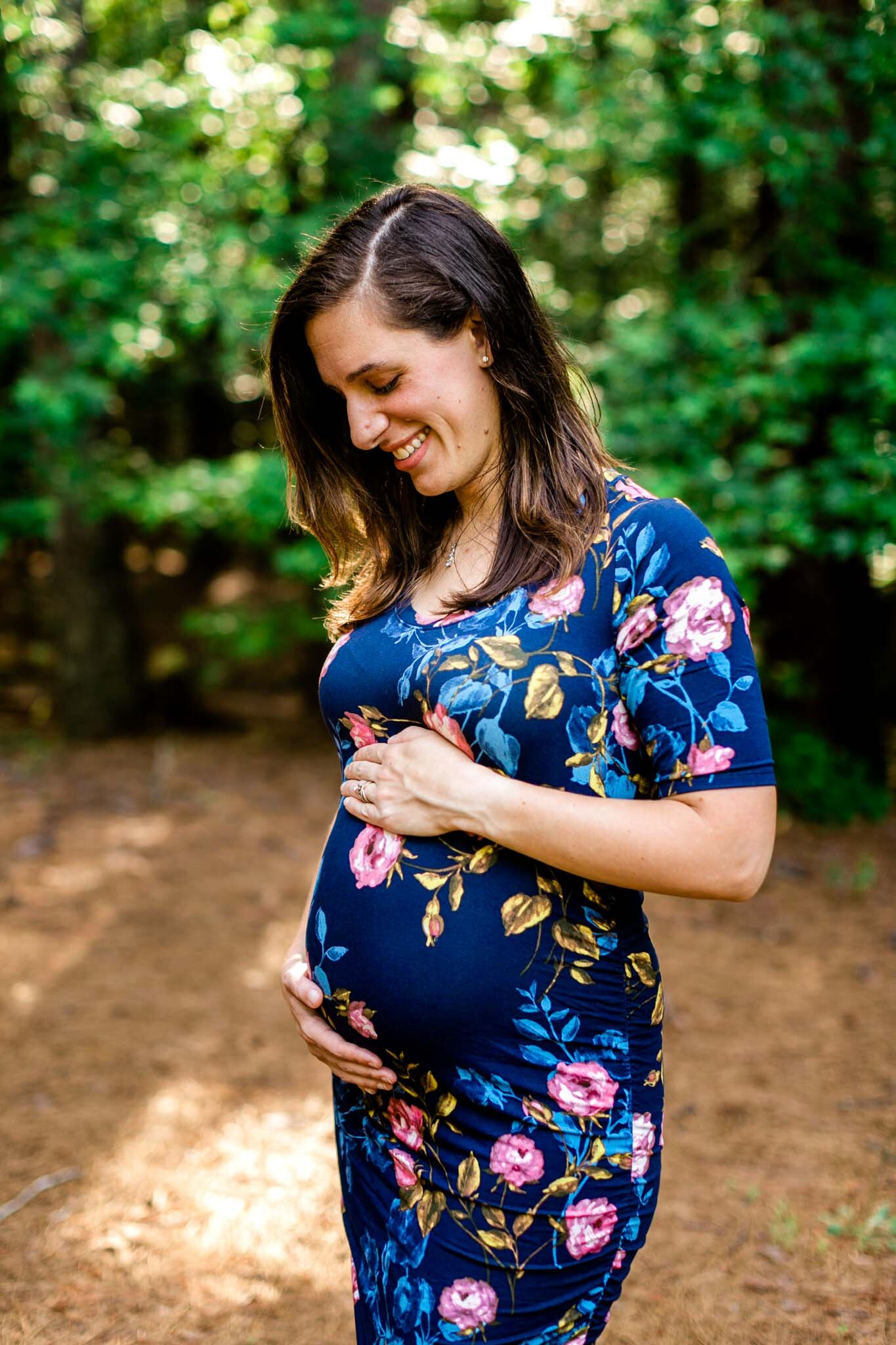 Raleigh Maternity Photographer | By G. Lin Photography | Umstead Park | Natural solo maternity photo of mom