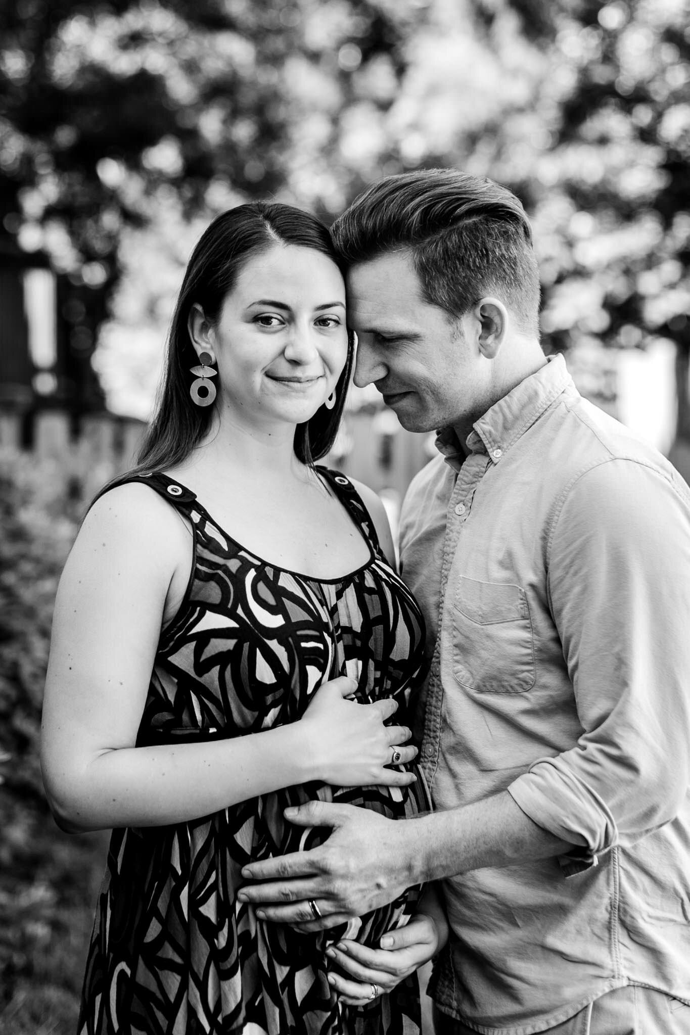 Durham Maternity Photographer | By G. Lin Photography | Beautiful black and white maternity photo of husband and wife