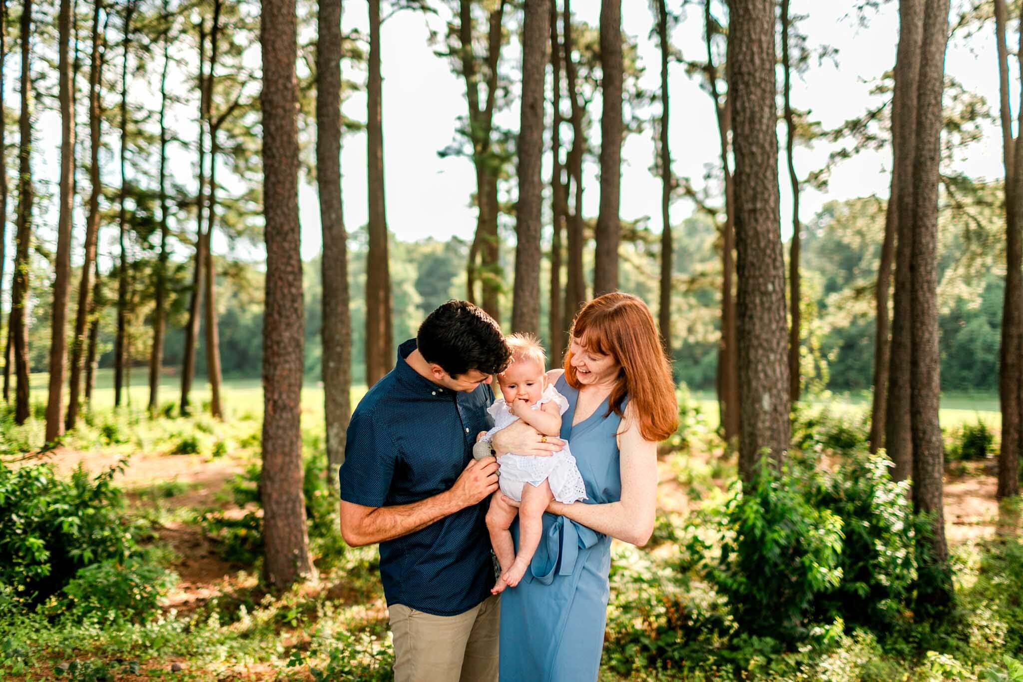 Raleigh Family Photographer | By G. Lin Photography | Dix Park | Morning sunrise family session with trees in background