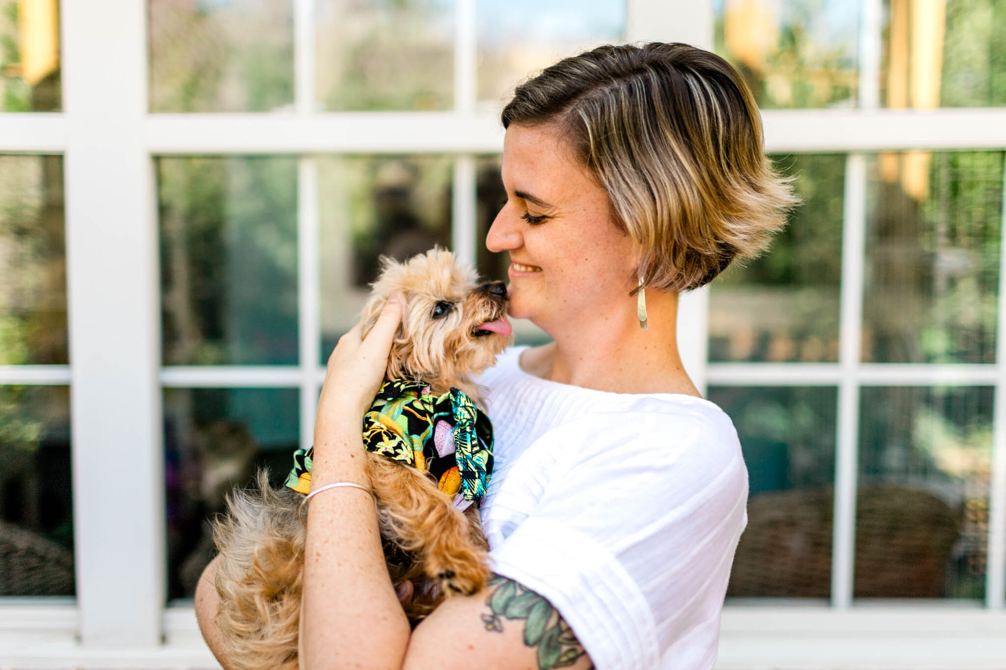 Raleigh Family Photographer | By G. Lin Photography | Woman holding yorkie