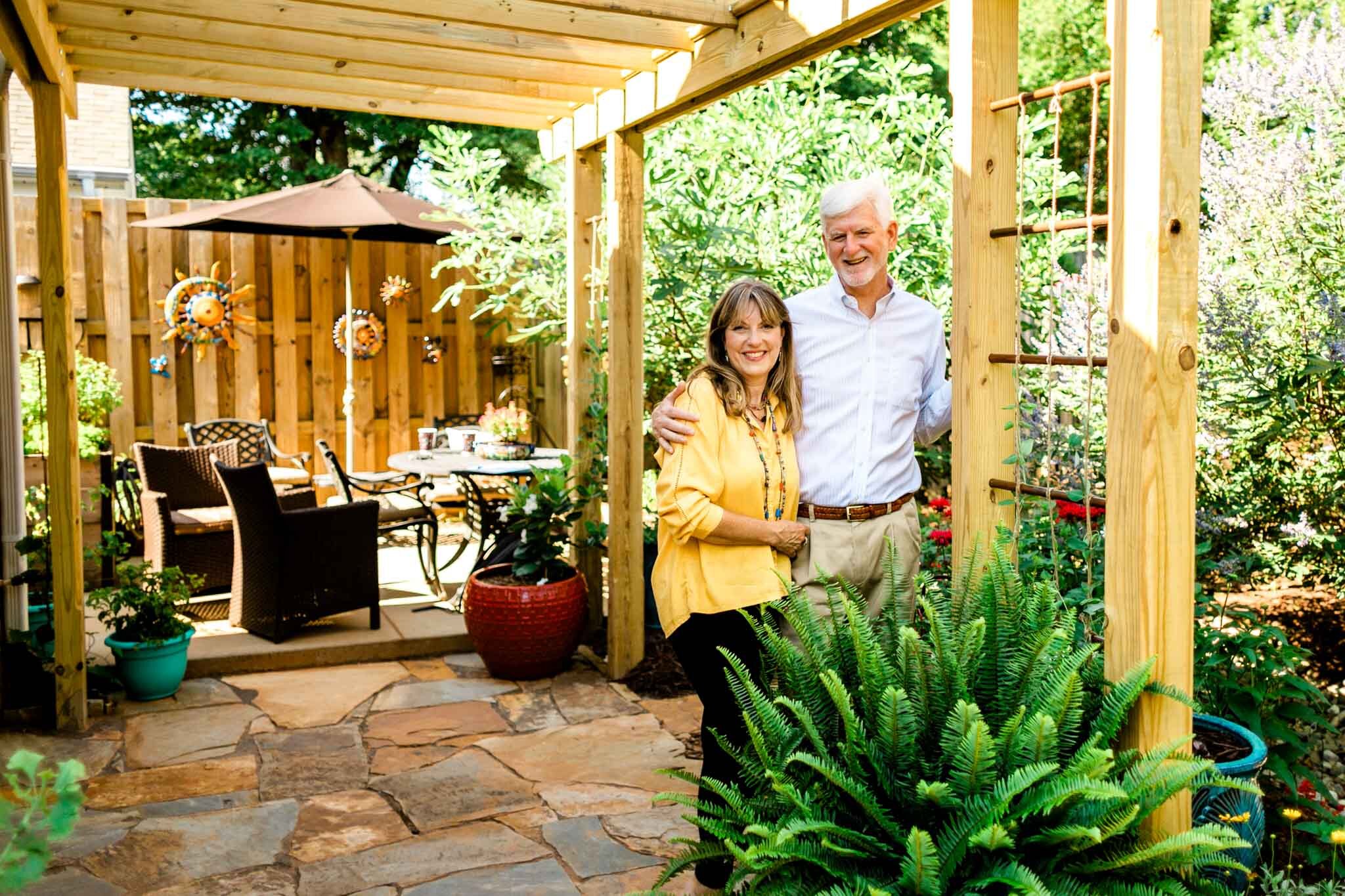 Raleigh Family Photographer | By G. Lin Photography | Husband and wife standing in garden