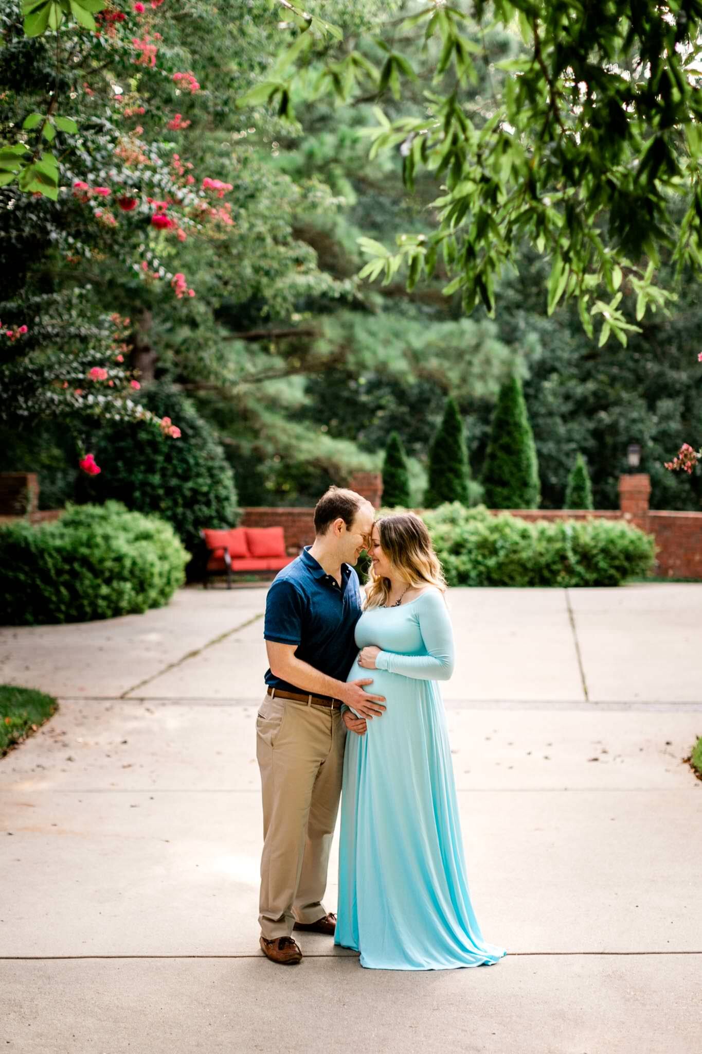 Raleigh Maternity Photographer | By G. Lin Photography | Beautiful outdoor summer maternity portrait of couple standing under trees