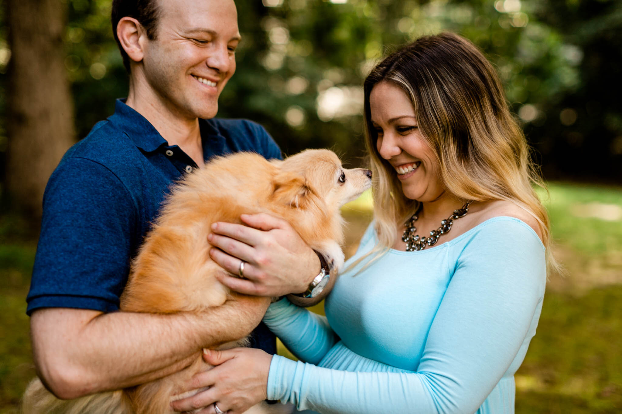 Raleigh Maternity Photographer | By G. Lin Photography | Couple playing with dog