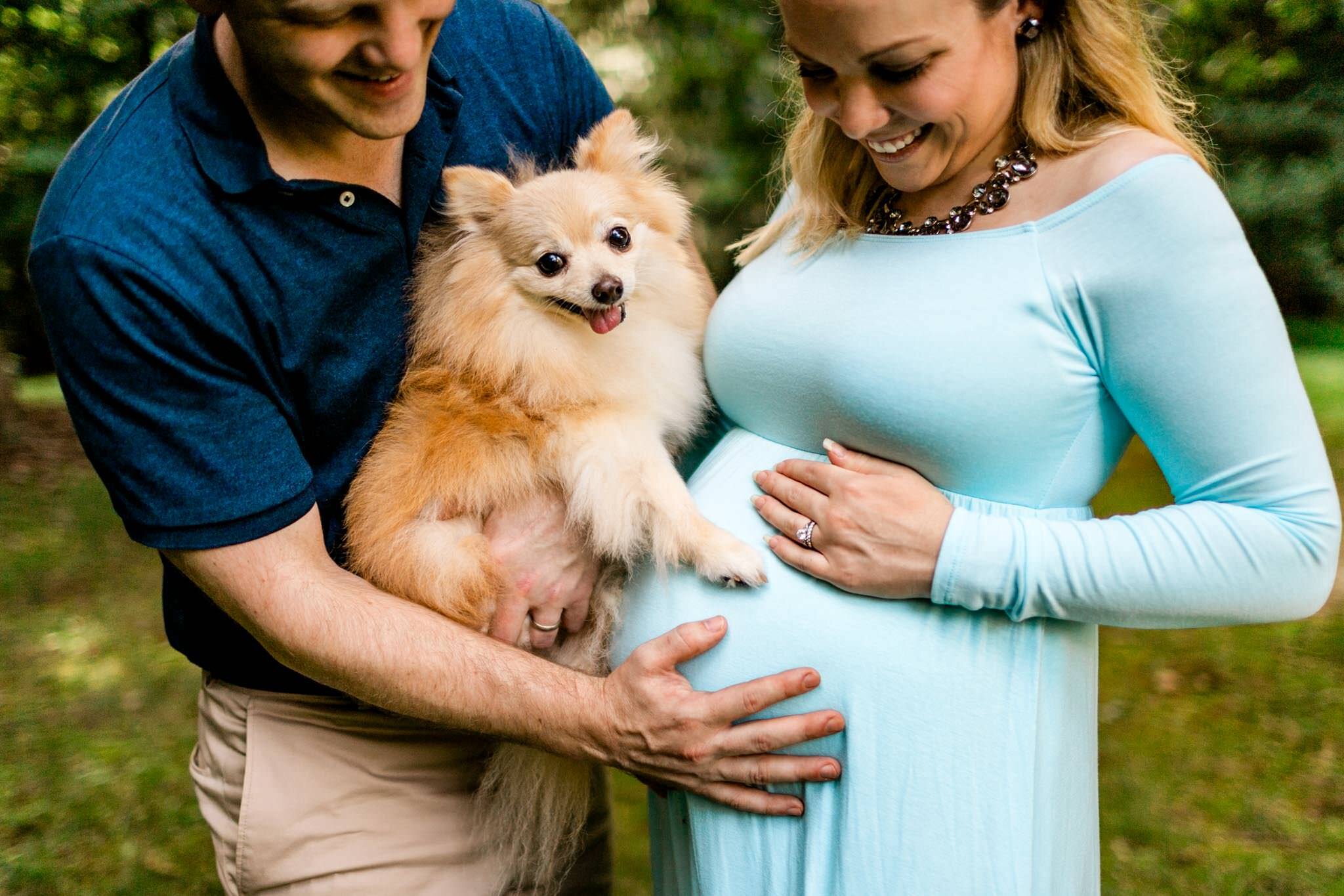 Raleigh Maternity Photographer | By G. Lin Photography | Cute photo of family touching baby bump