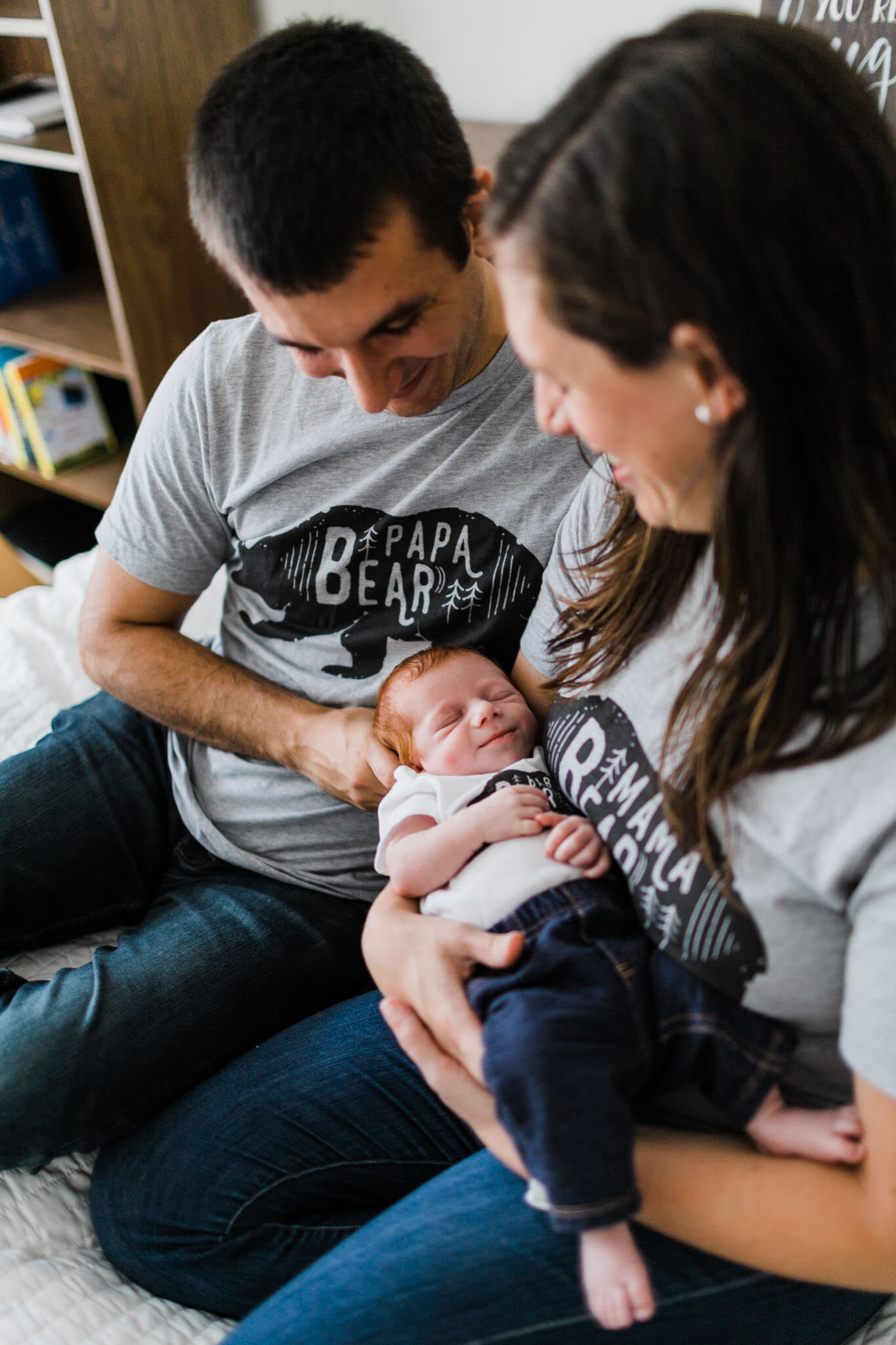 Raleigh Newborn Photographer | By G. Lin Photography | Parents holding new baby boy