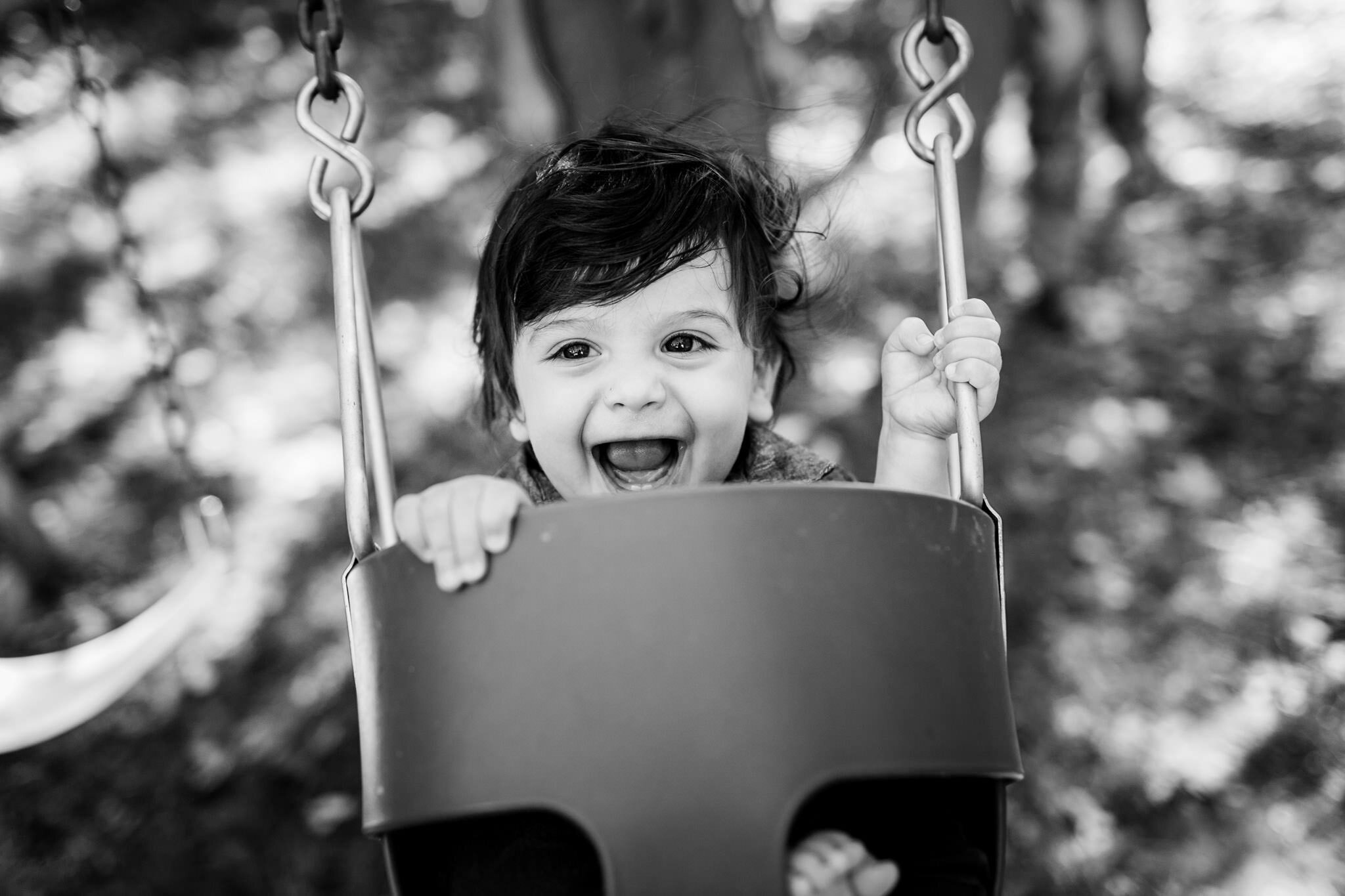 Durham Family Photographer | By G. Lin Photography | Baby boy smiling on swing