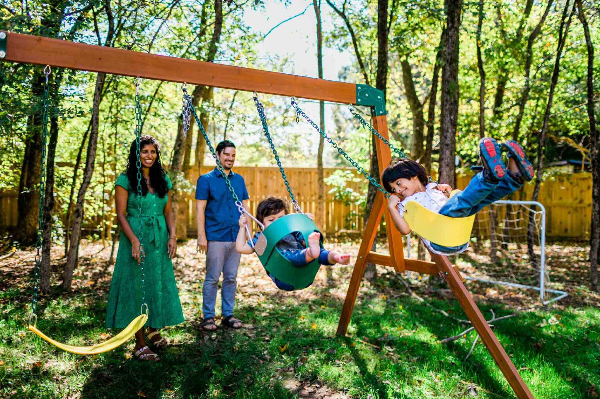 Durham Family Photographer | By G. Lin Photography | Kids on swing