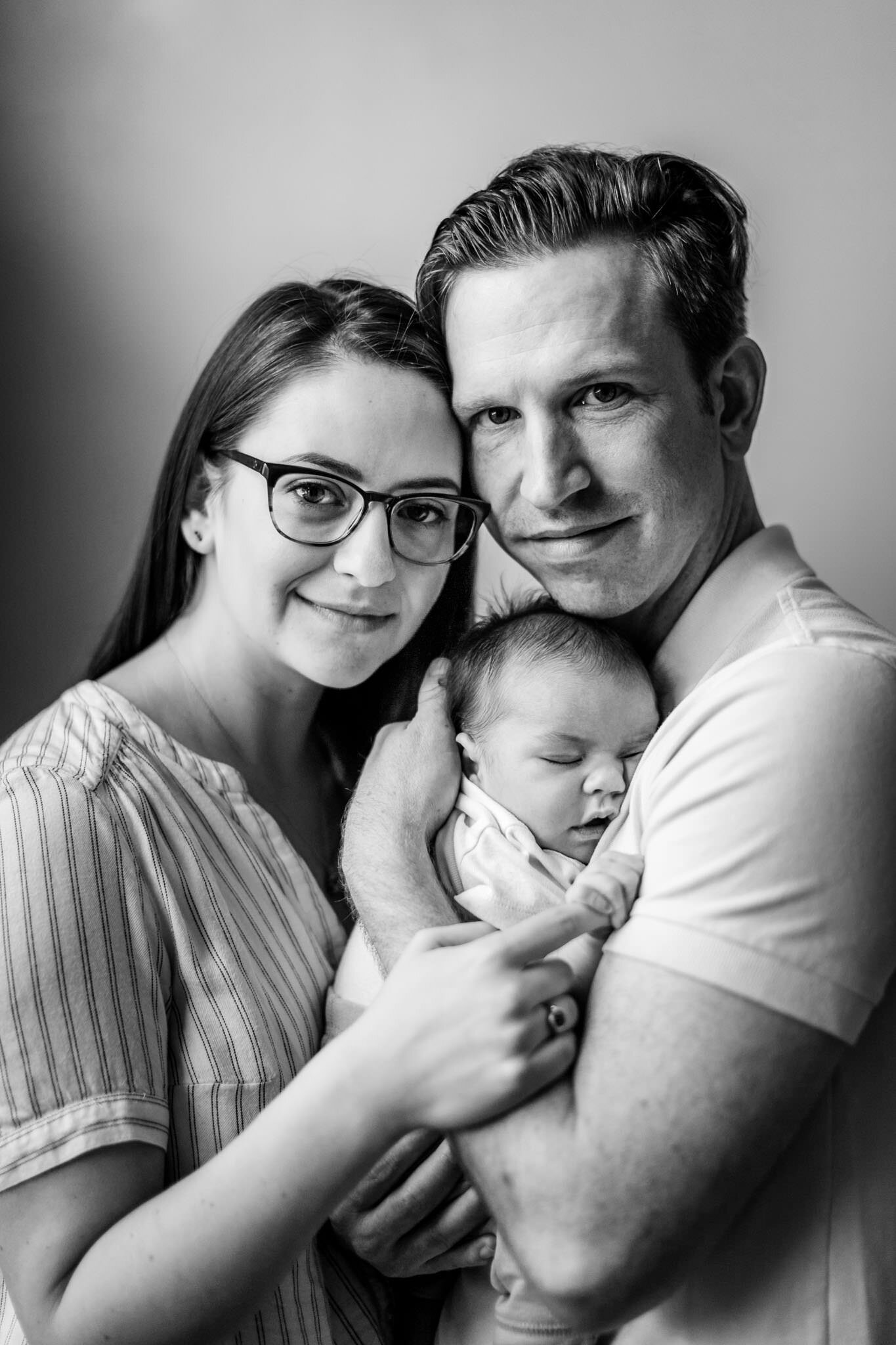 Raleigh Newborn Photographer | By G. Lin Photography | Black and white lifestyle family photo