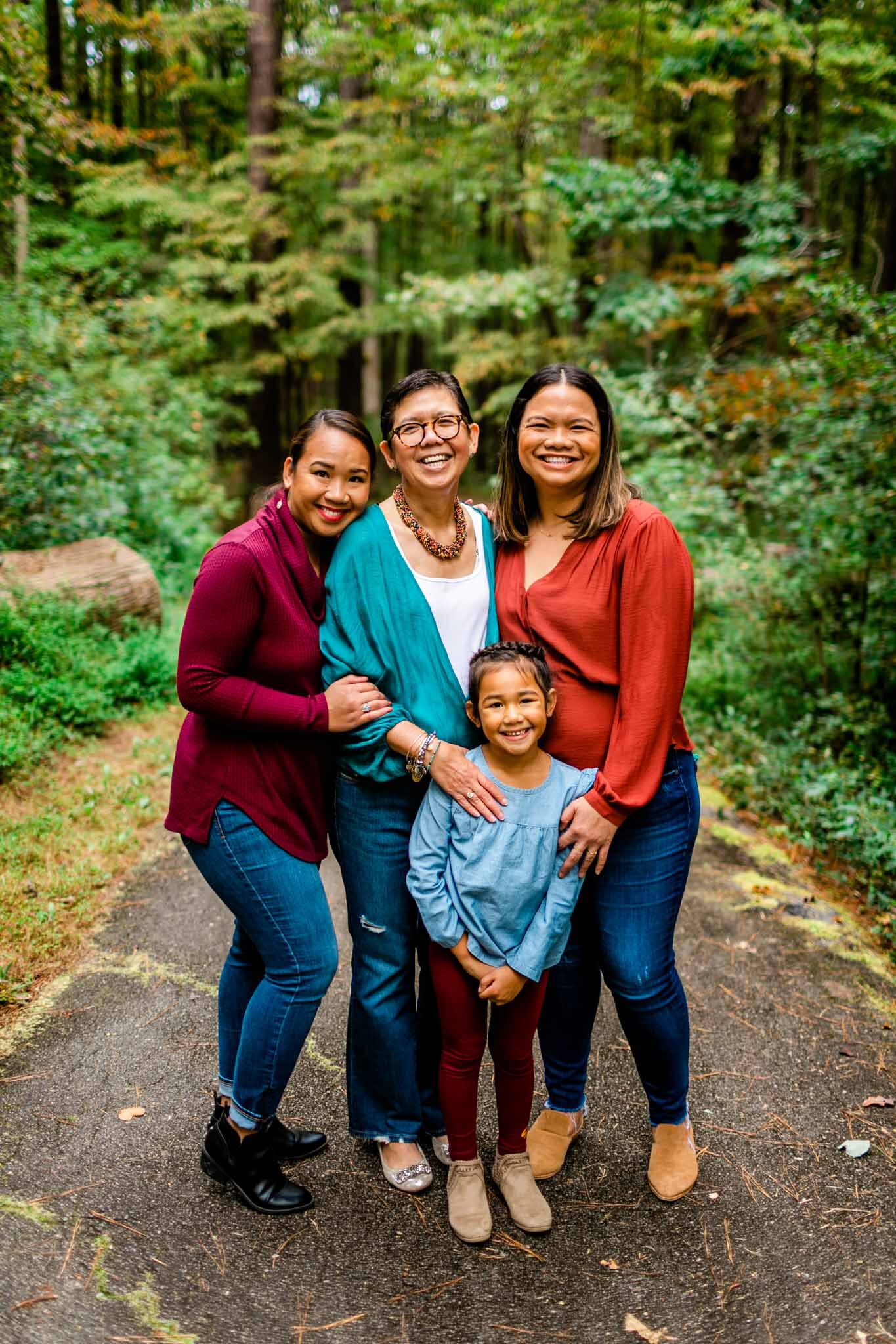 Raleigh Family Photographer | By G. Lin Photography | Umstead Park | Candid fall photo of female family members