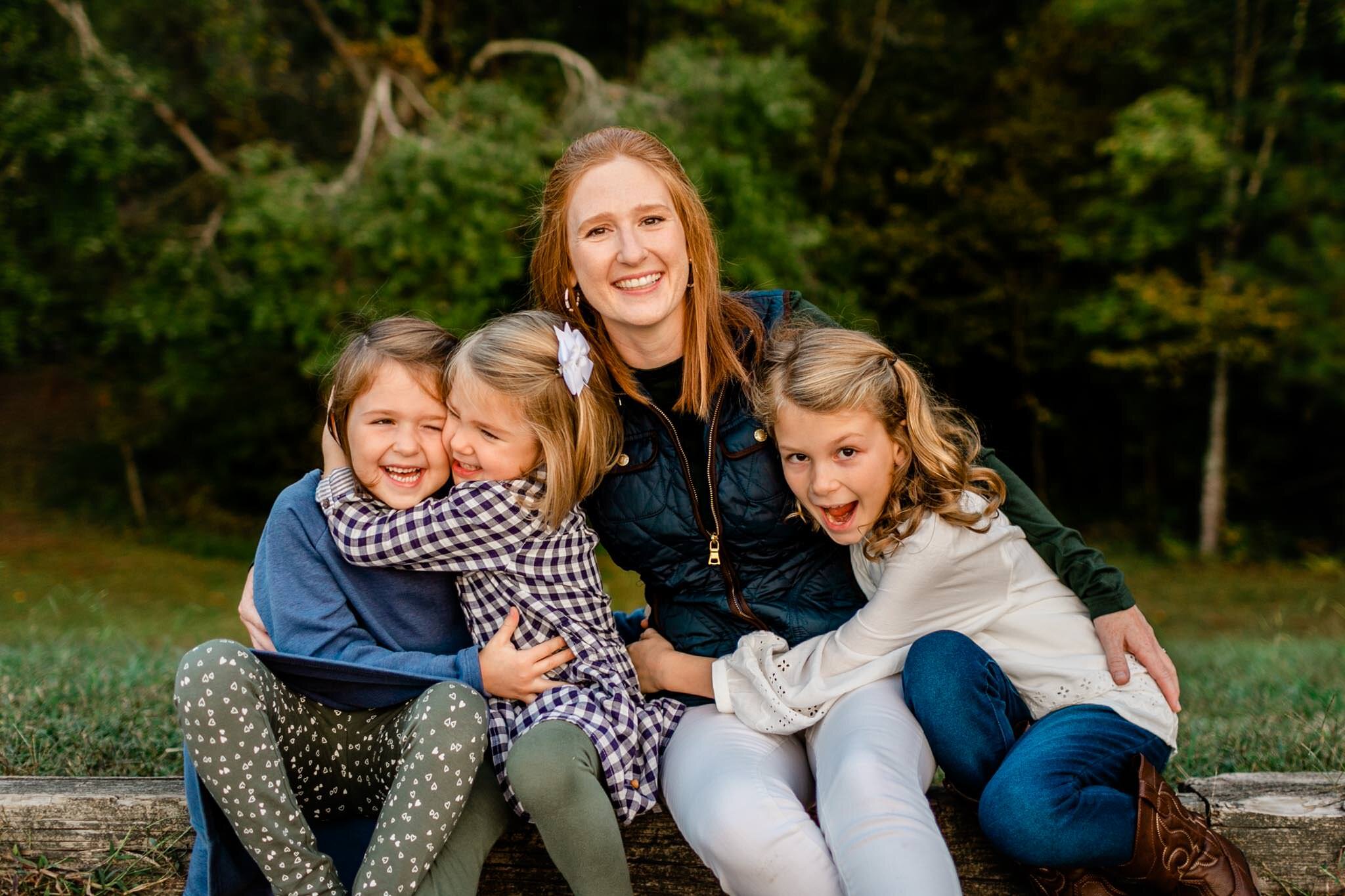 Raleigh Family Photographer | Umstead Park | By G. Lin Photography | Mother hugging daughters