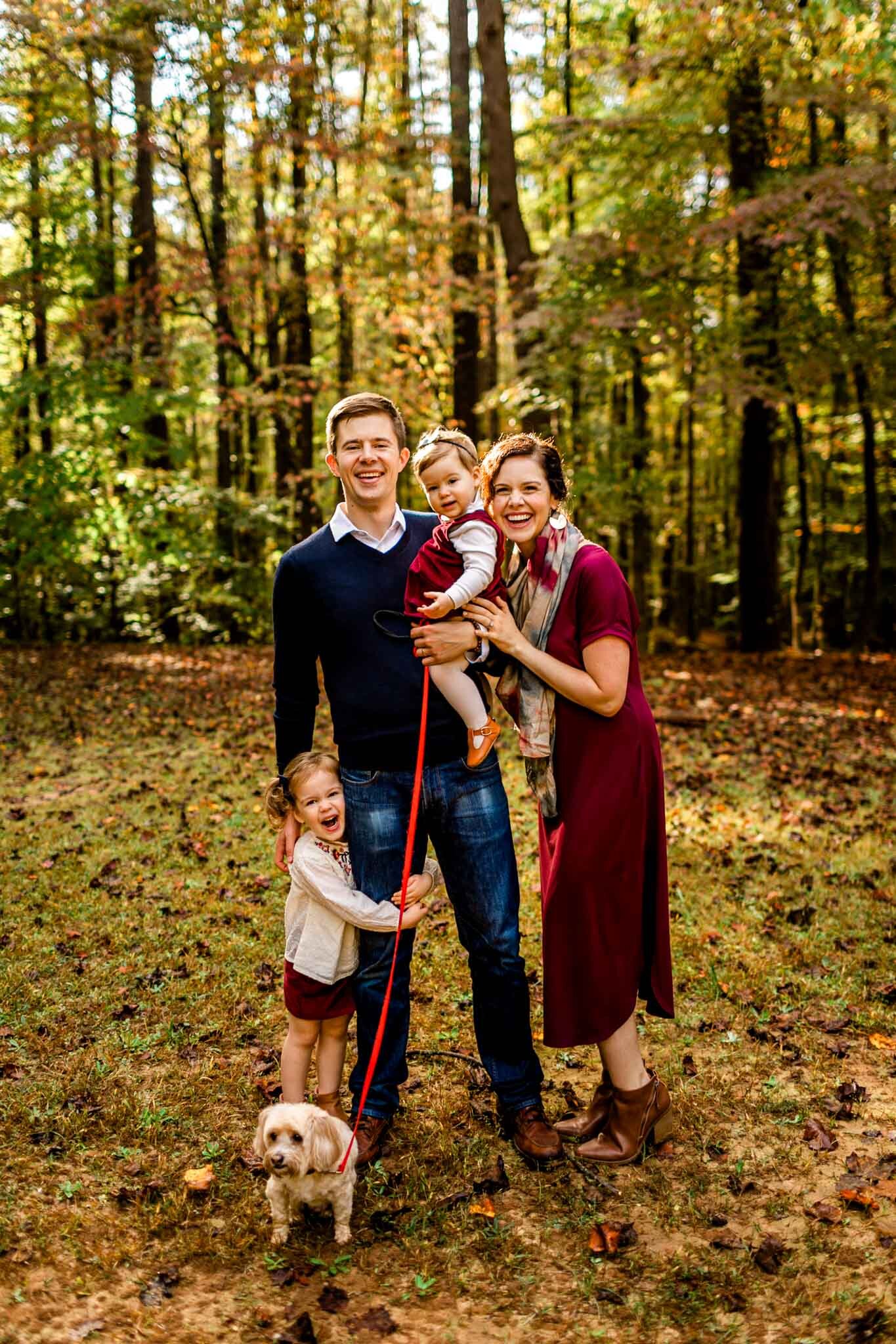 Raleigh Family Photographer | By G. Lin Photography | Umstead Park | Fall candid family photo outdoors