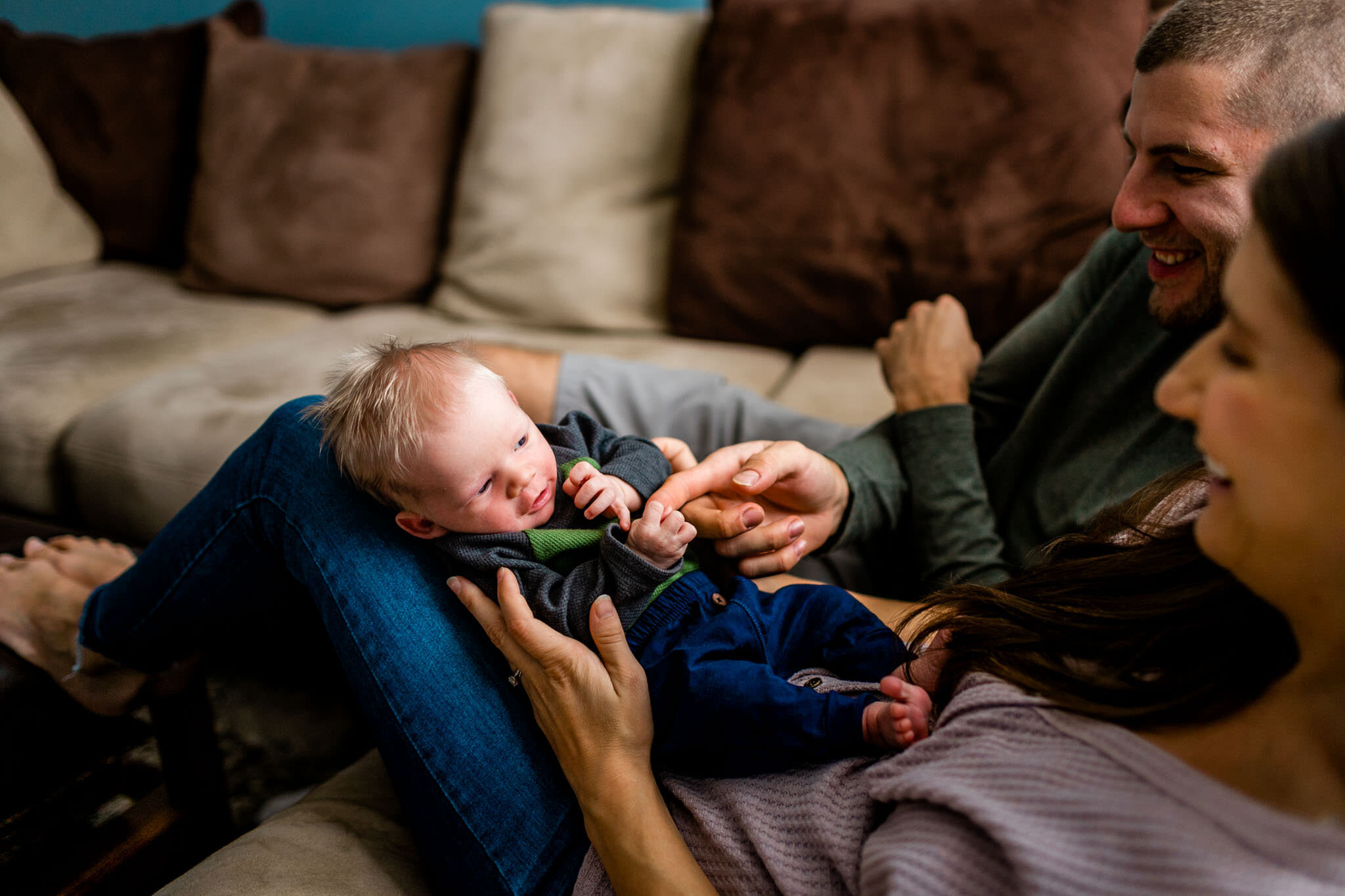 Durham Newborn Photographer | By G. Lin Photography | Baby boy sitting on mom's lap