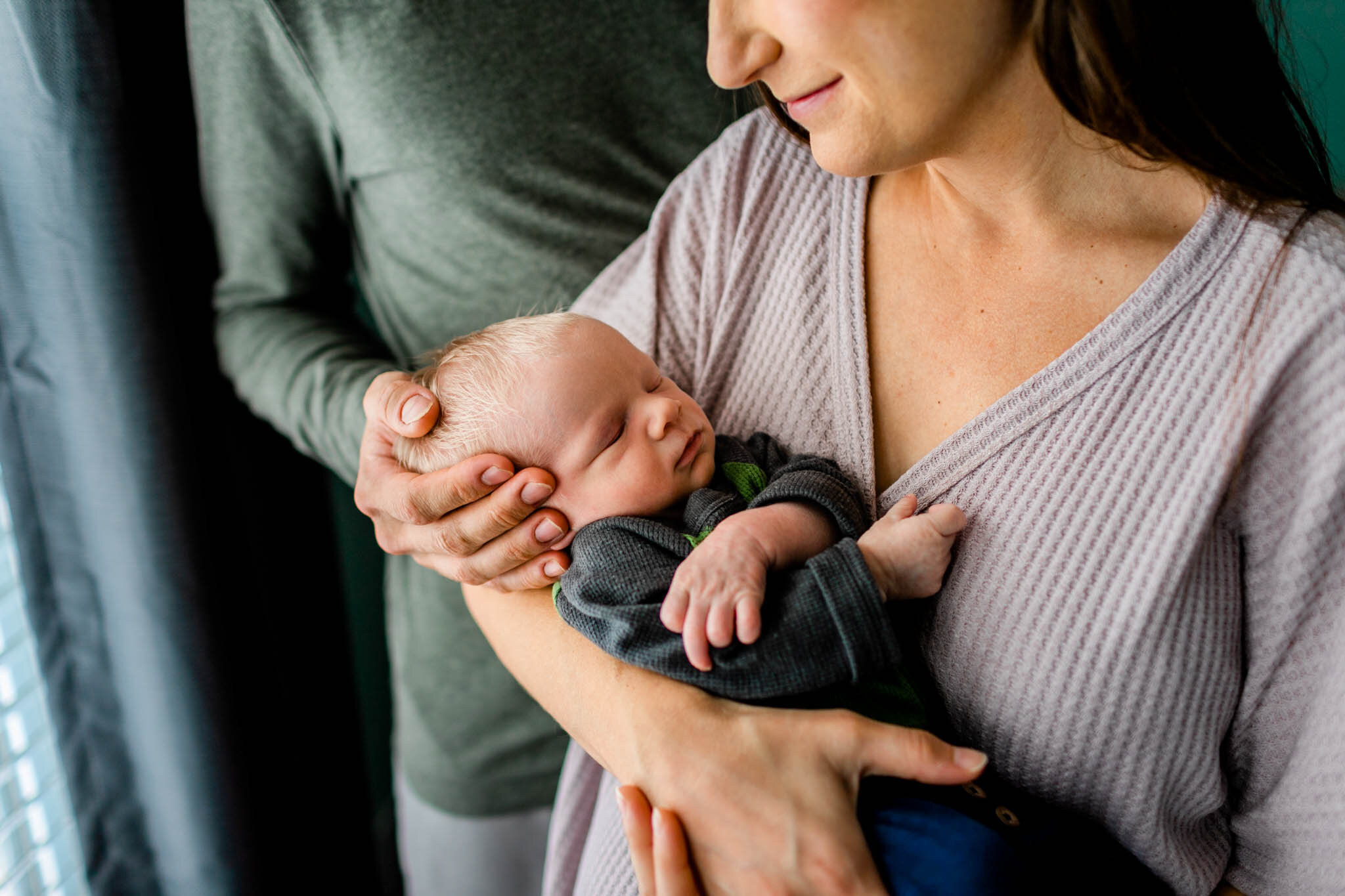 Durham Newborn Photographer | By G. Lin Photography | Mother holding baby boy