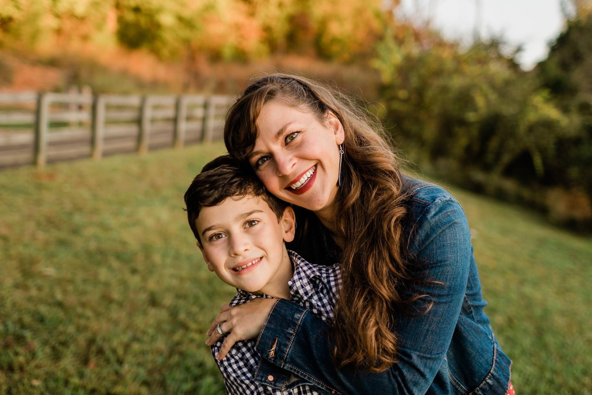 Raleigh Family Photographer | By G. Lin Photography | Umstead Park | Mother hugging son and smiling