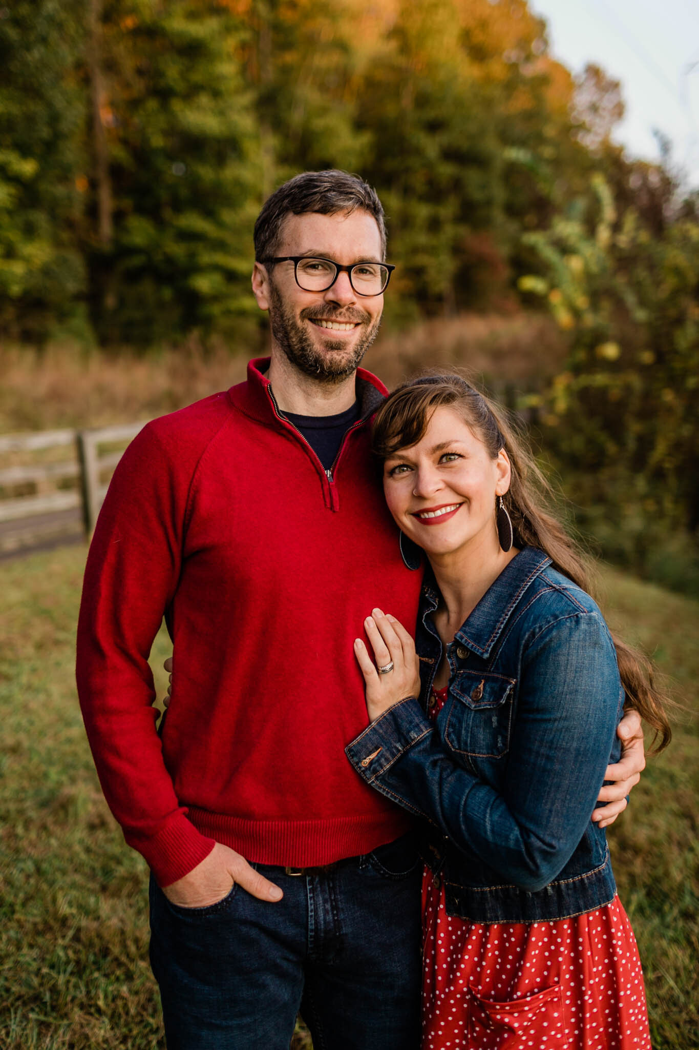 Raleigh Family Photographer | By G. Lin Photography | Umstead Park | Husband and wife portrait smiling 