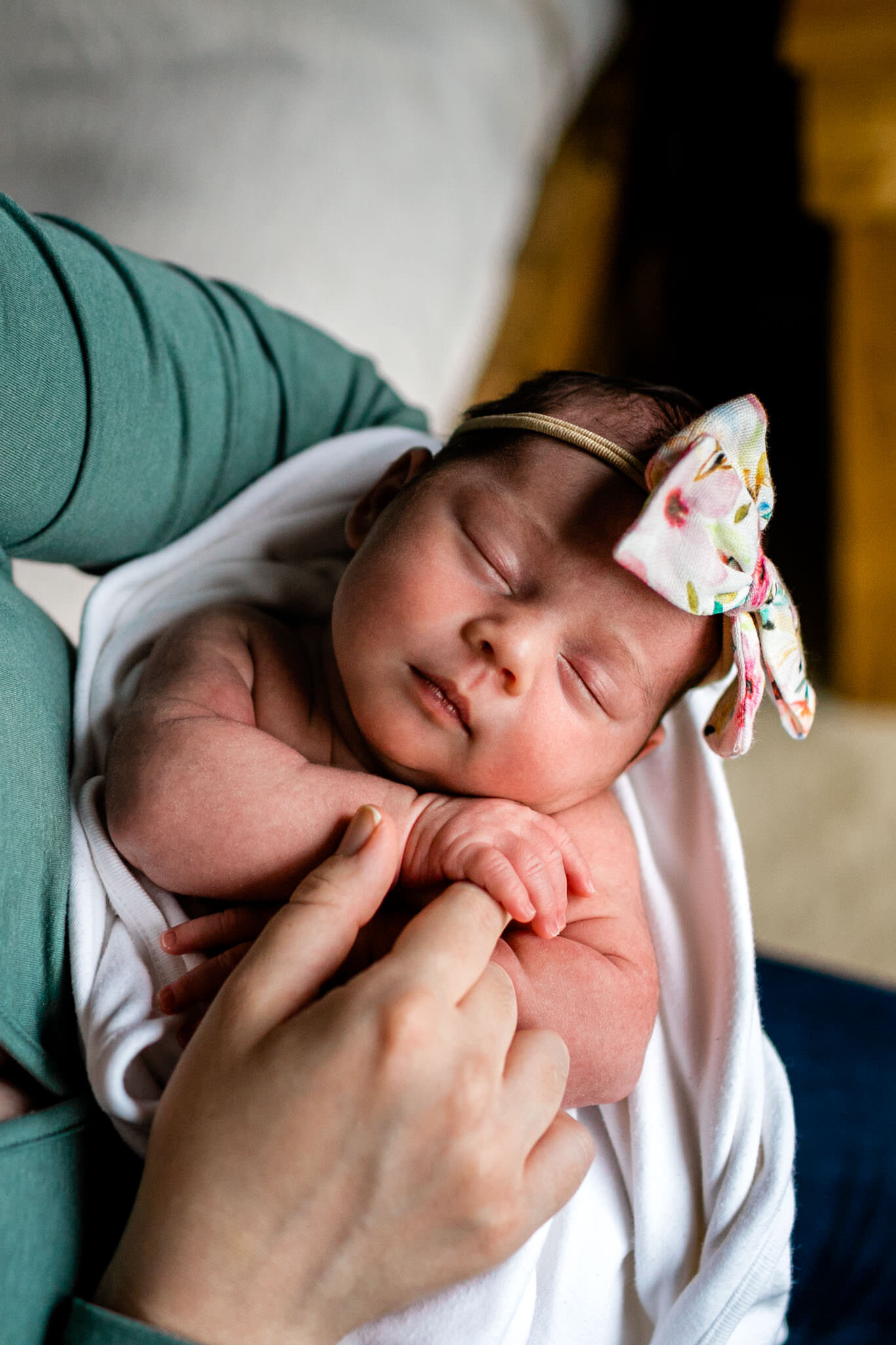 Durham Newborn Photographer | By G. Lin Photography | Close up candid photo of baby girl sleeping