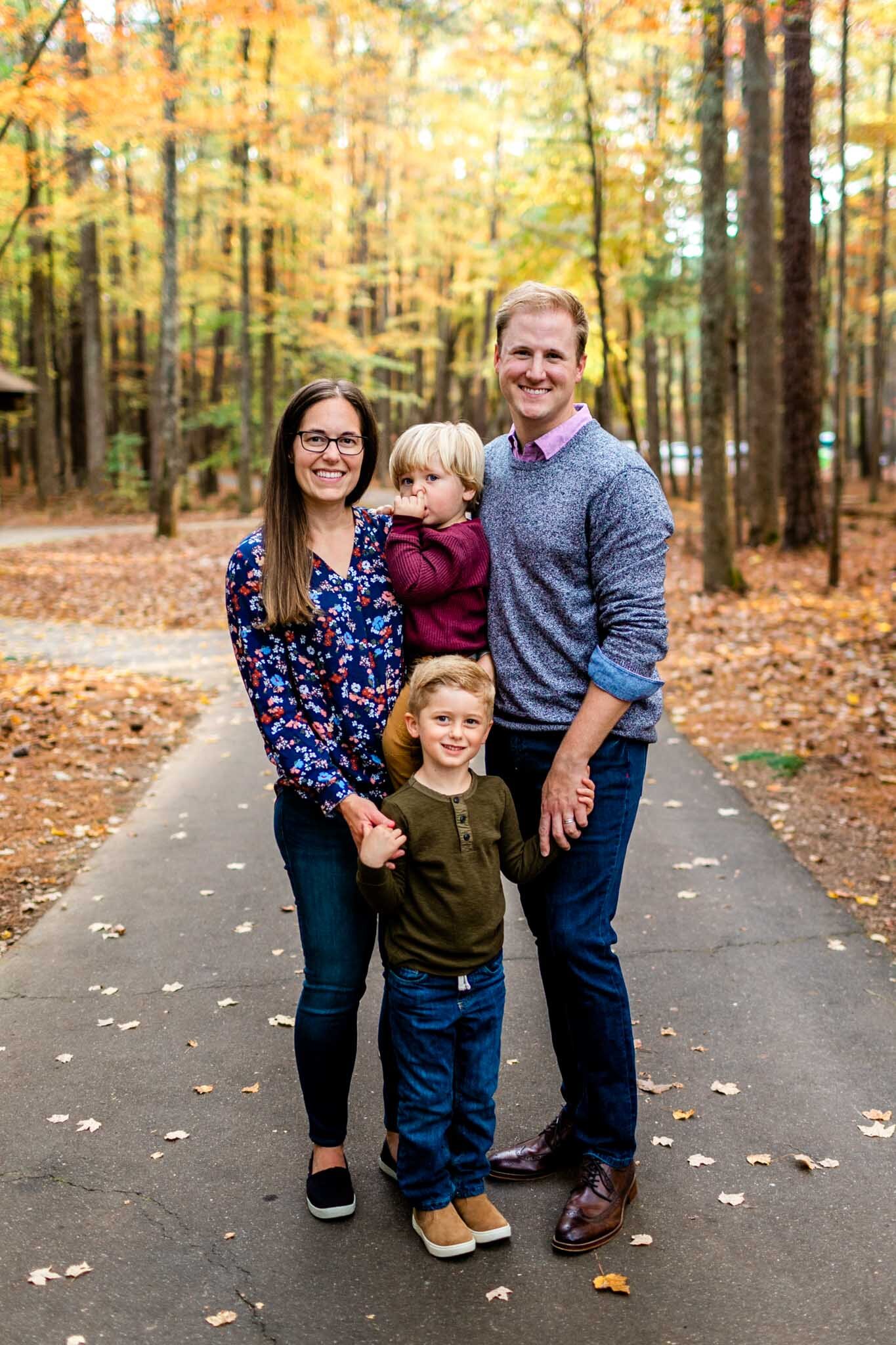 Raleigh Family Photographer at Umstead Park | By G. Lin Photography | Fall family photo in nature