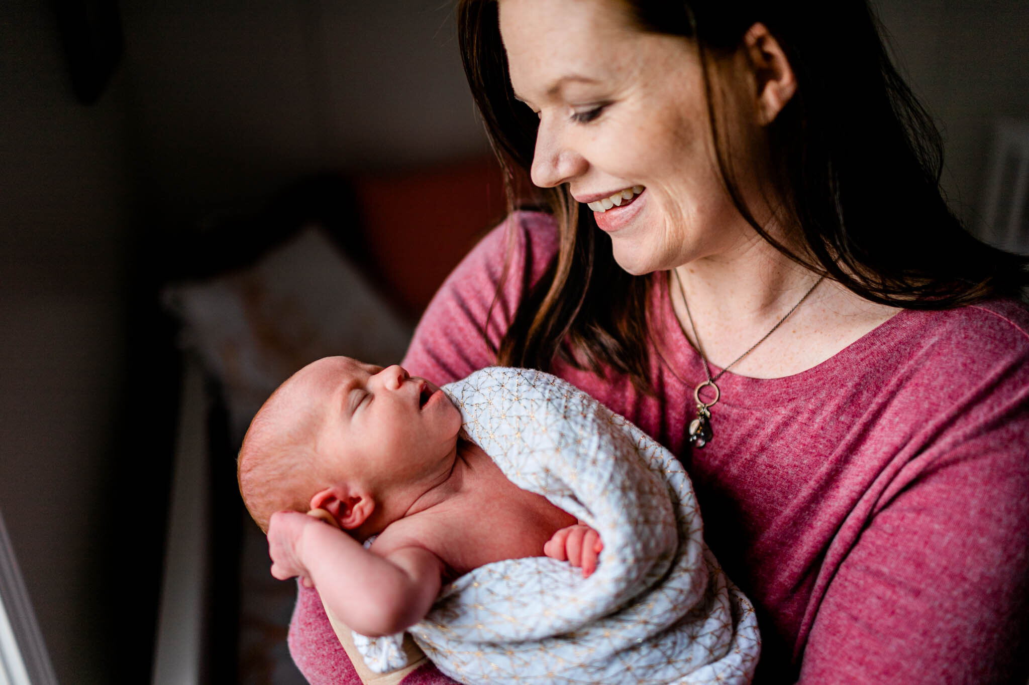 Hillsborough Newborn Photographer | By G. Lin Photography | Mom holding baby girl