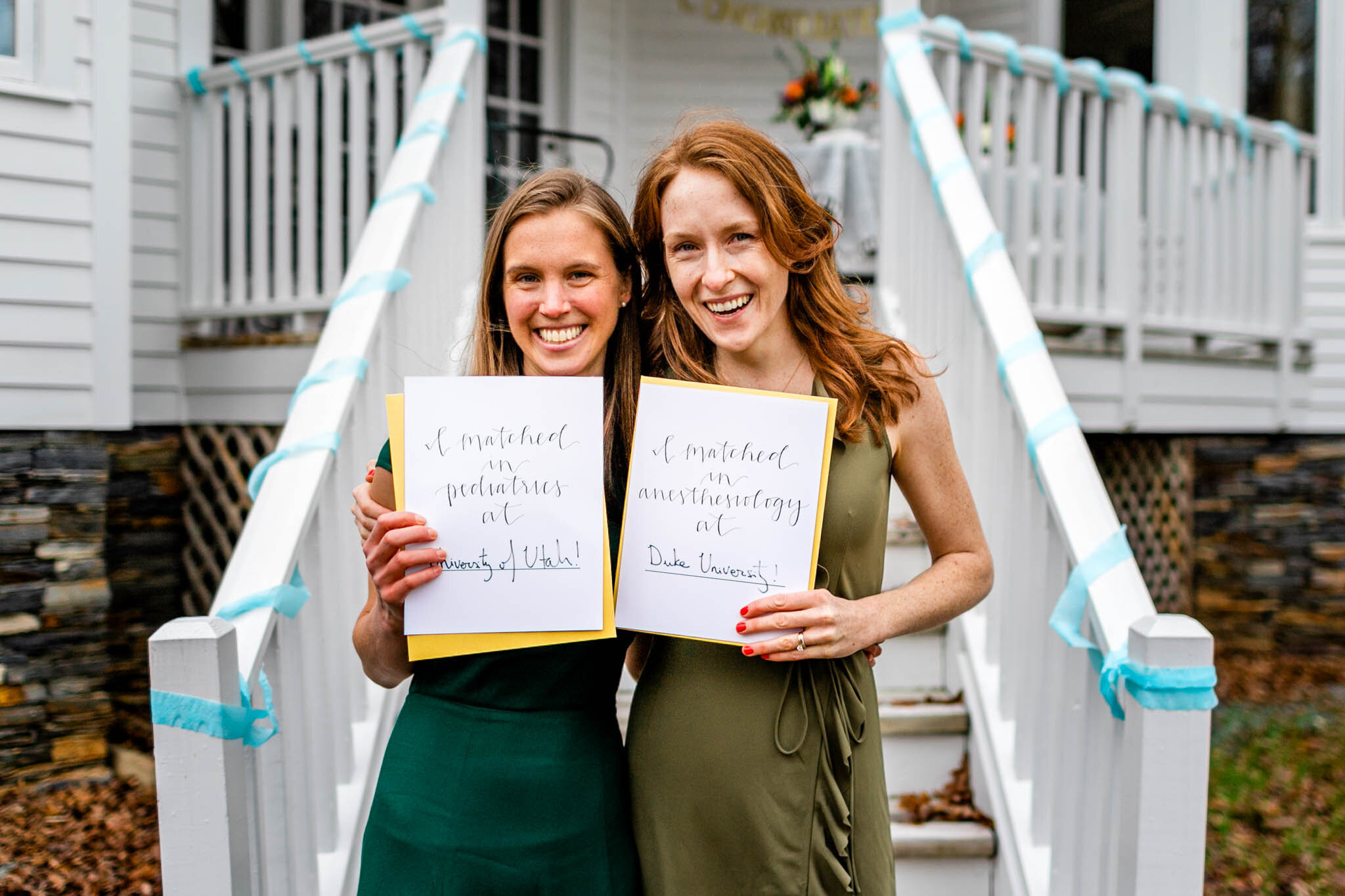 Durham Family Photographer | By G. Lin Photography | Match Day | Resident students holding up paper with names of schools