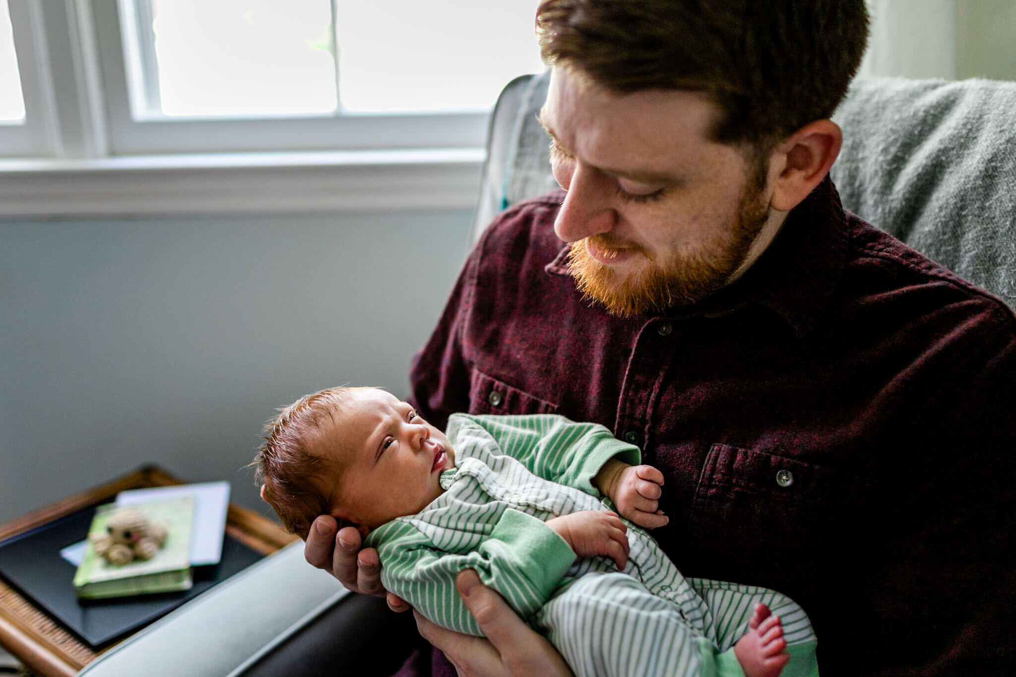 Durham Newborn Photographer | By G. Lin Photography | Father holding baby girl