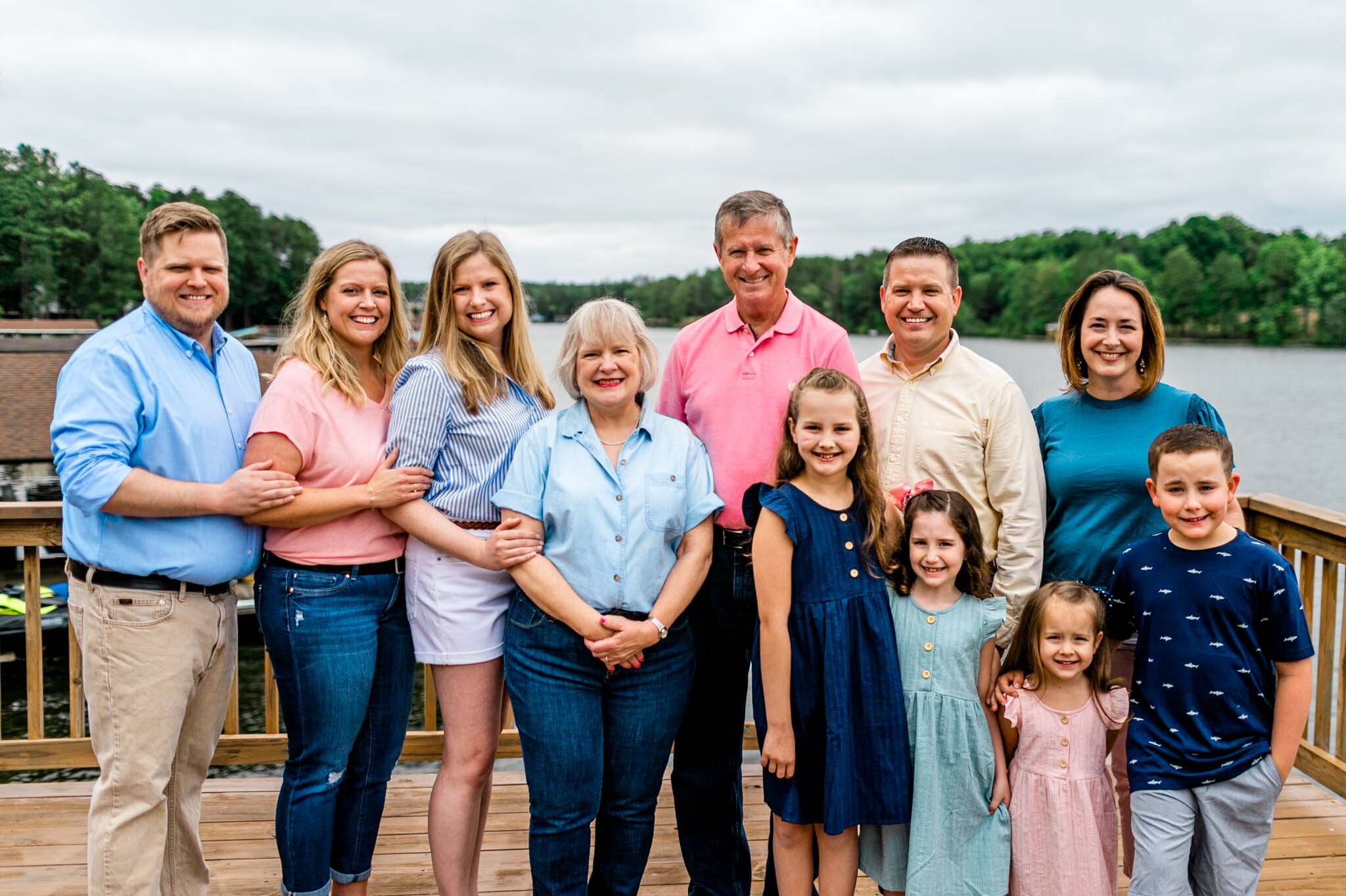 Lake Gaston Family Photographer | By G. Lin Photography | Summer family photo outside on dock