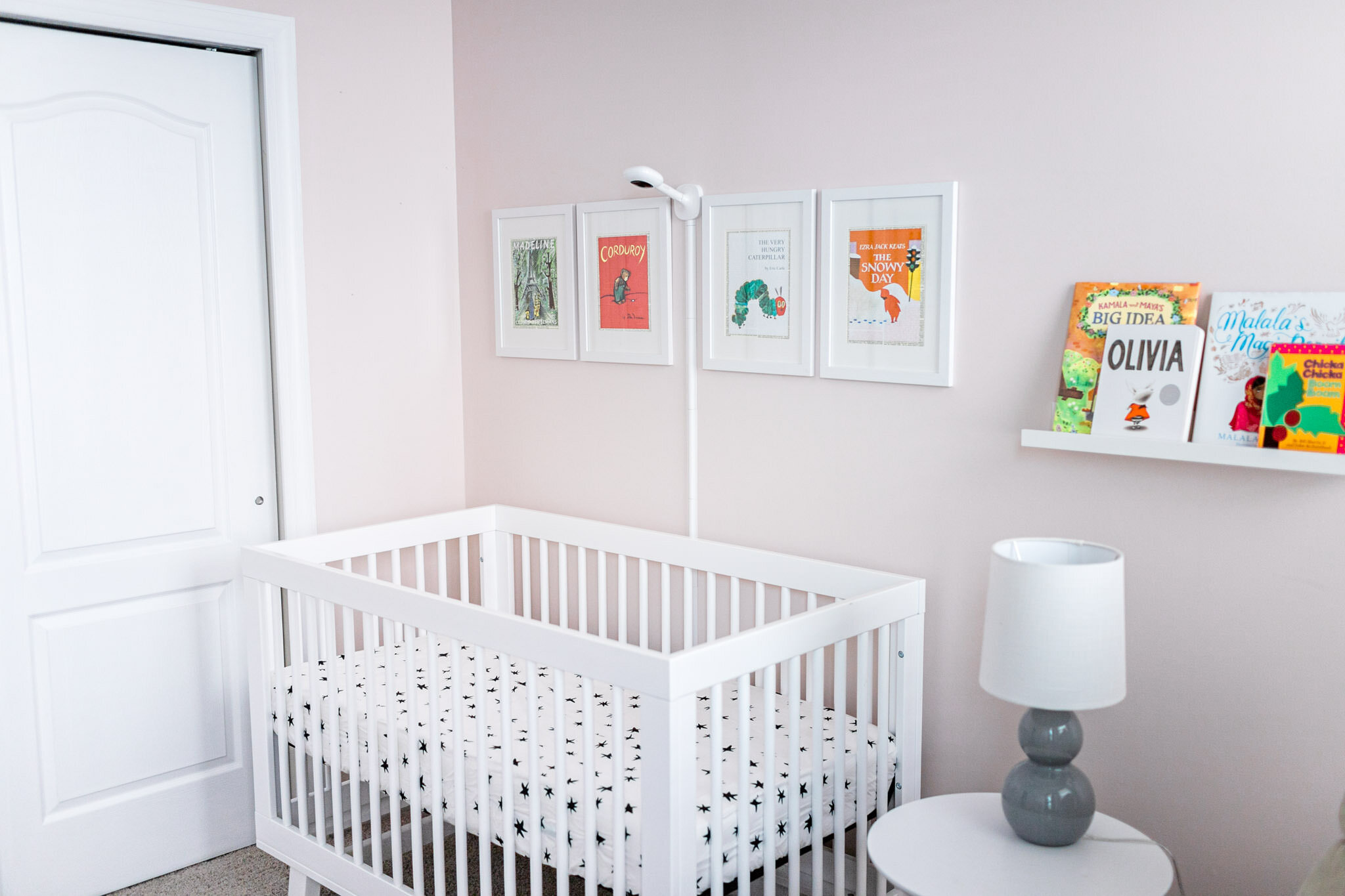 Beautiful white crib in nursery | Durham Newborn Photographer | By G. Lin Photography