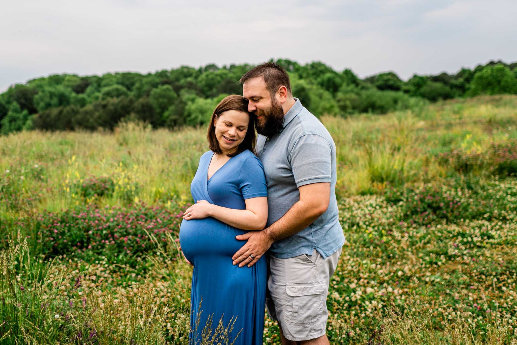 Raleigh Maternity Photographer | By G. Lin Photography | NCMA Maternity Photos | Couple standing in open field