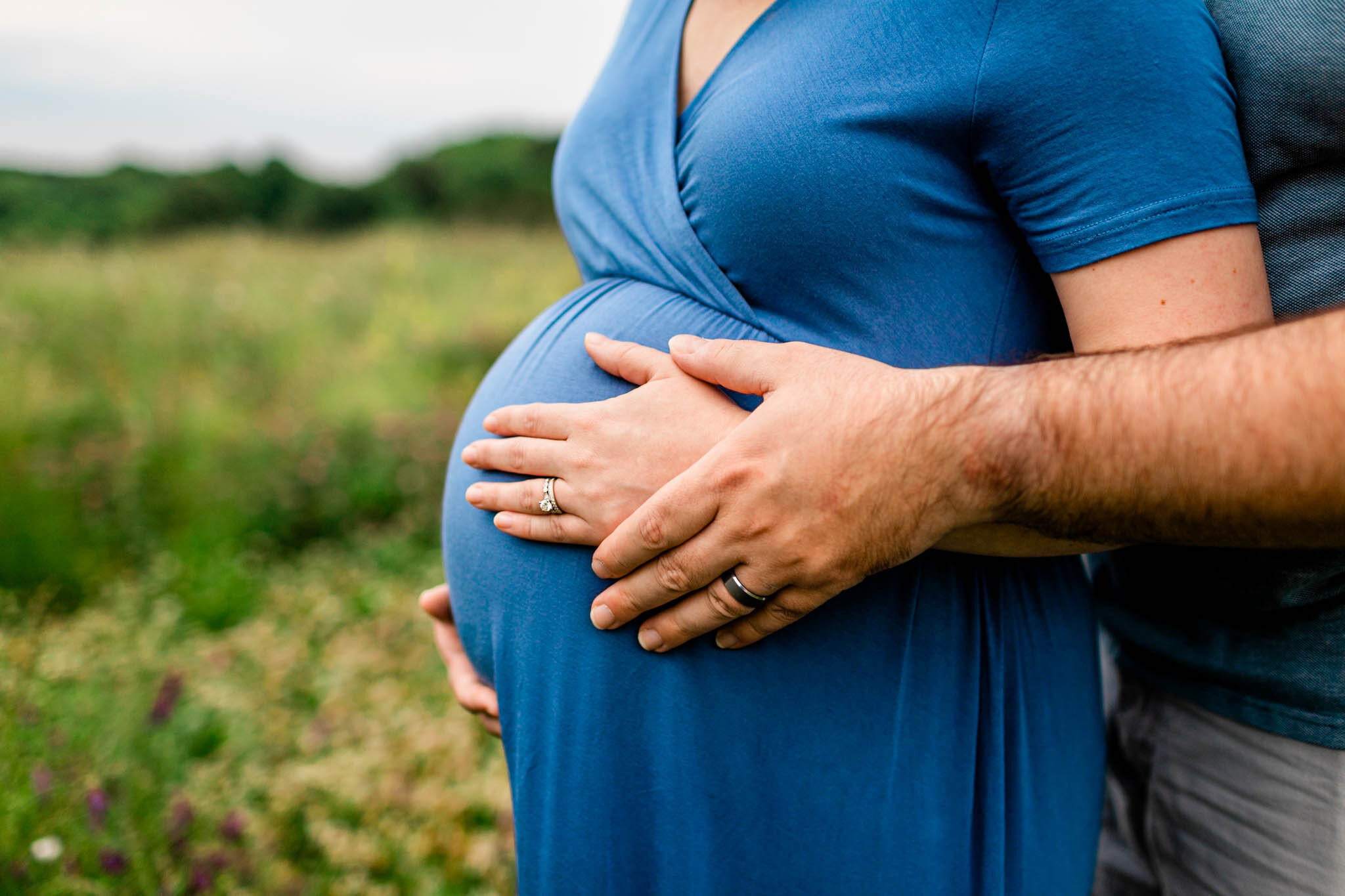 Close up of hands on baby bump | Raleigh Maternity Photographer | By G. Lin Photography