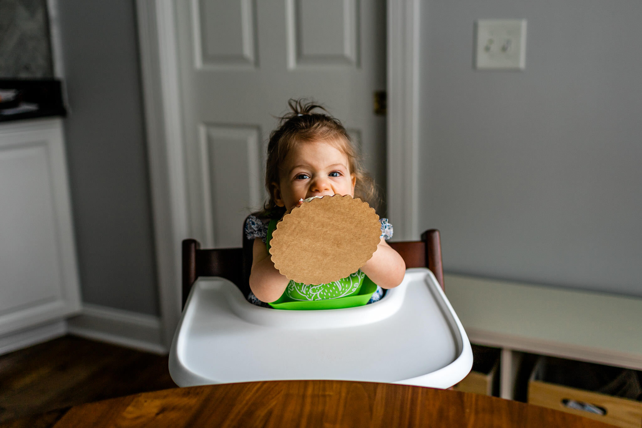 Durham Family Photographer | By G. Lin Photography | Baby girl putting cake in her mouth