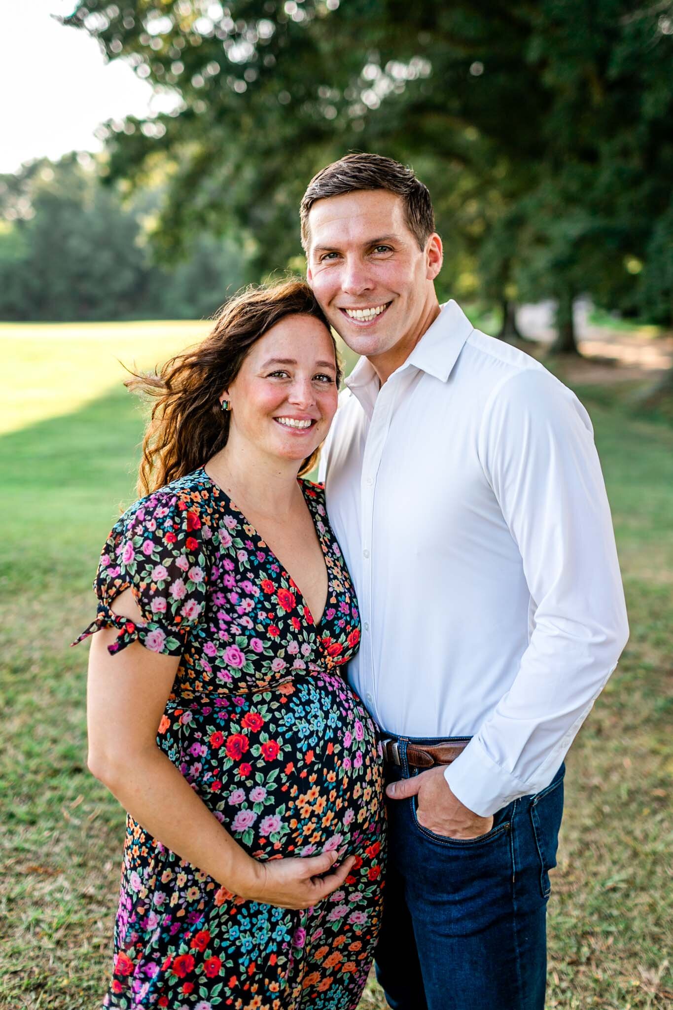 Raleigh Maternity Photographer | Dix Park | By G. Lin Photography | Relaxing portrait of man and pregnant woman