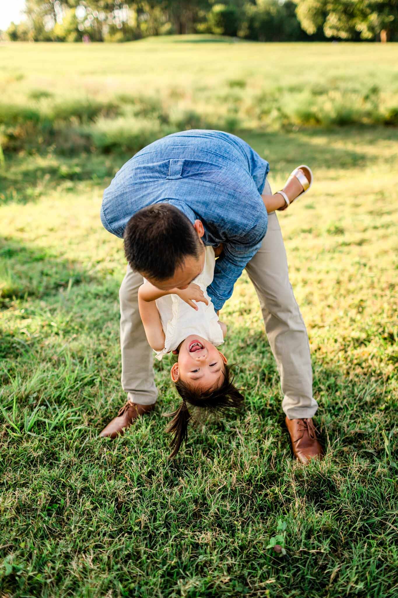 Raleigh Family Photographer | By G. Lin Photography | Father playing with daughter