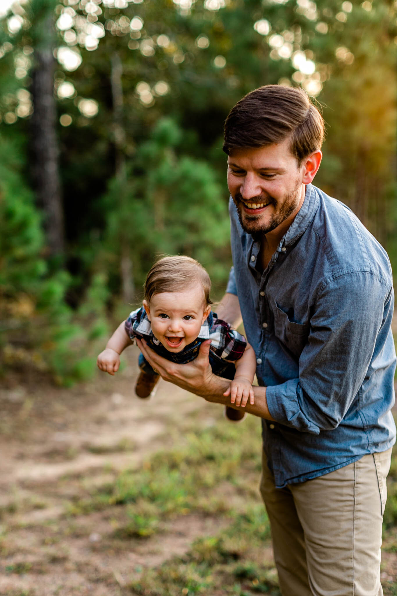 Durham Family Photographer | By G. Lin Photography | Dad playing airplane with son