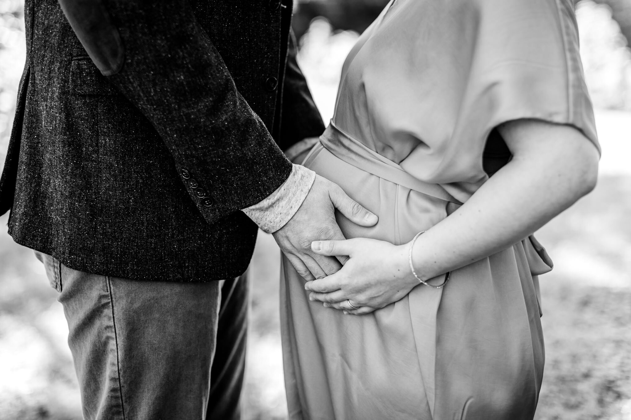 Maternity Shoot at Ayr Mount | Hillsborough Maternity Photographer | By G. Lin Photography | Couple touching hands on baby bump