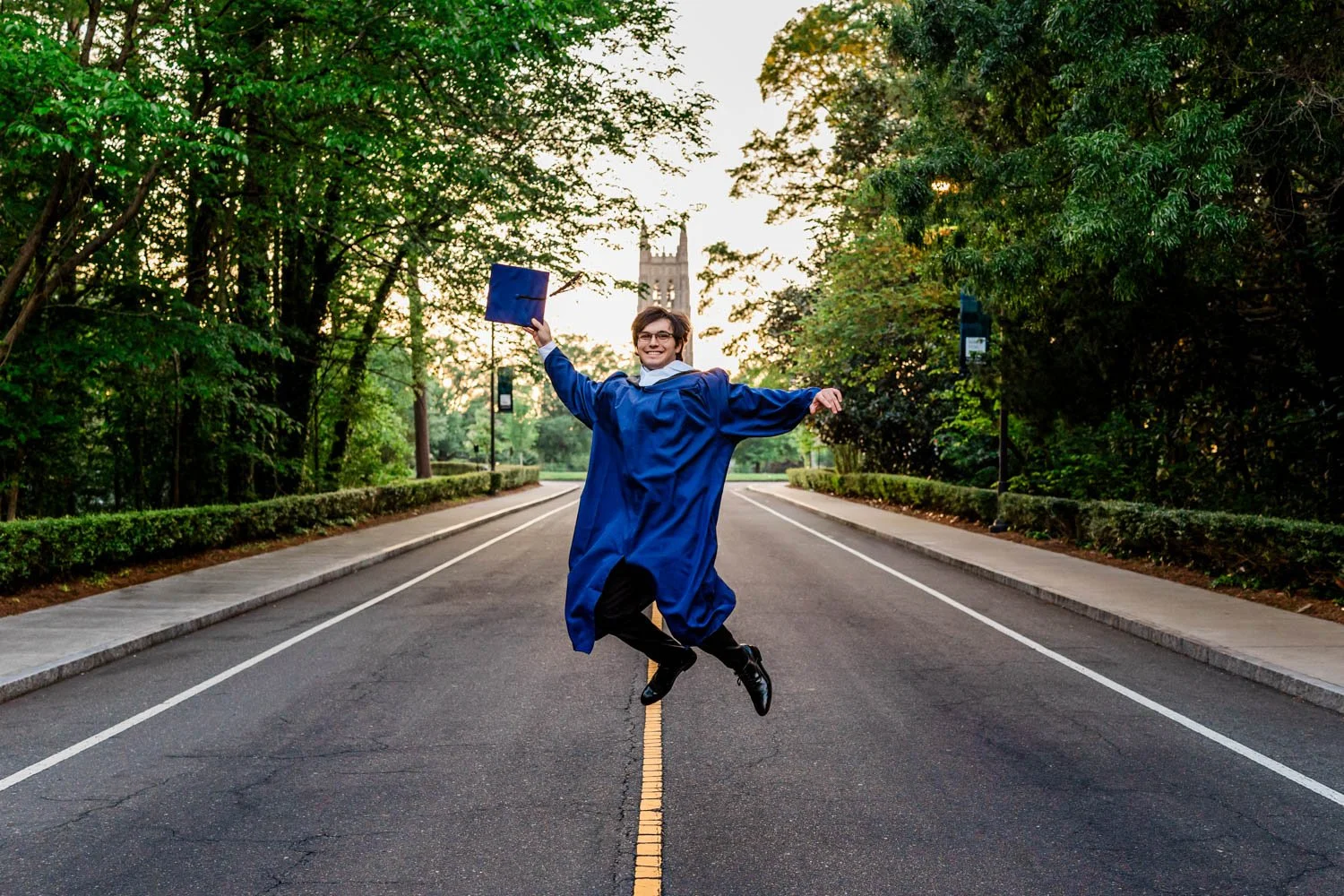 Maxwell's Fun Senior Portrait Session | Duke University Graduation Photos