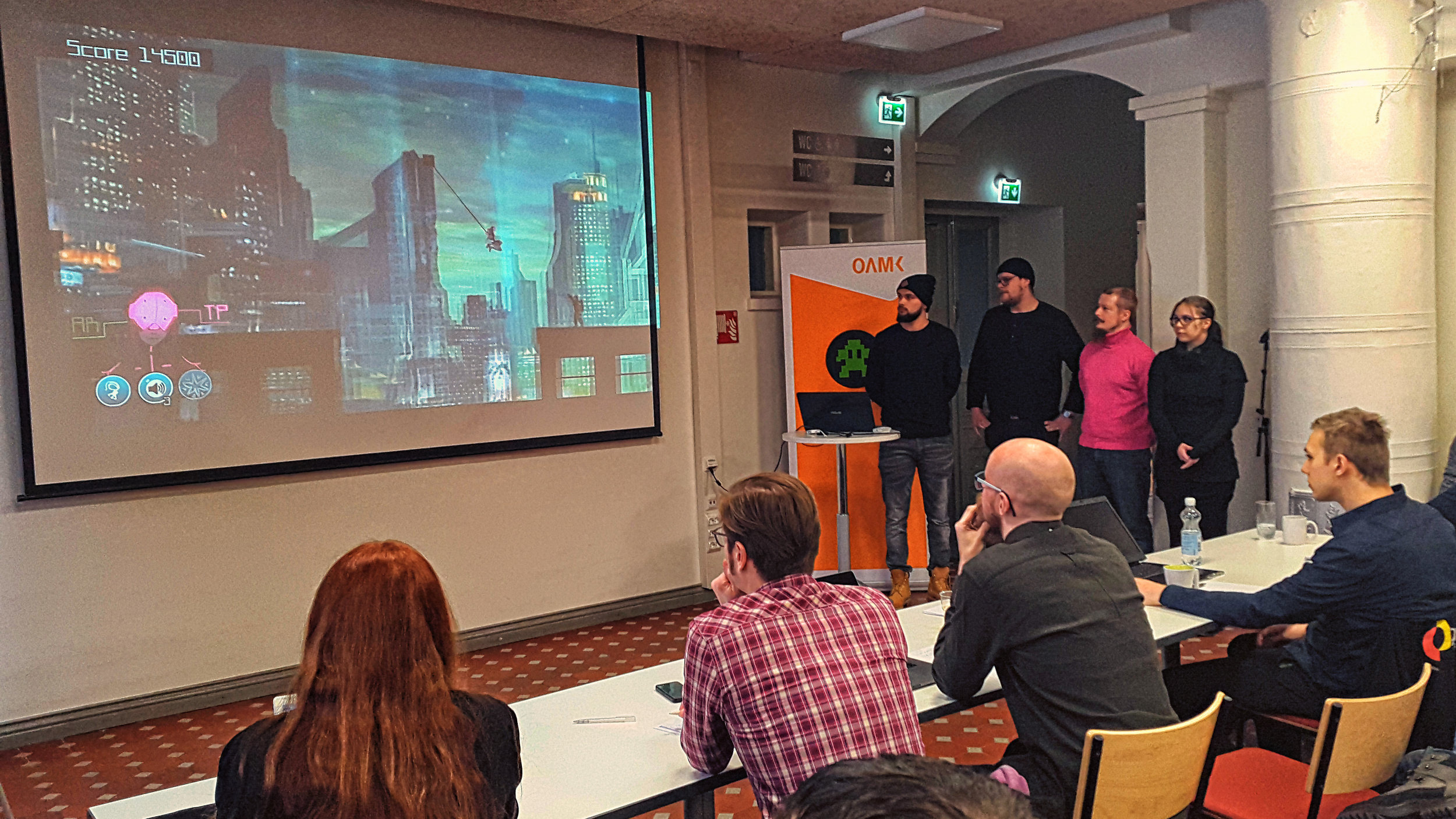 The jury members: Natasha Trygg (Snowfall Ltd. / Turku Game Hub - The Hive), Tomi Hurskainen (Playsign), Tuomas Soukka (Fingersoft), Sasu Louke (Expa Game Business Co-Operative), Juho Wallen (Meizi Games),