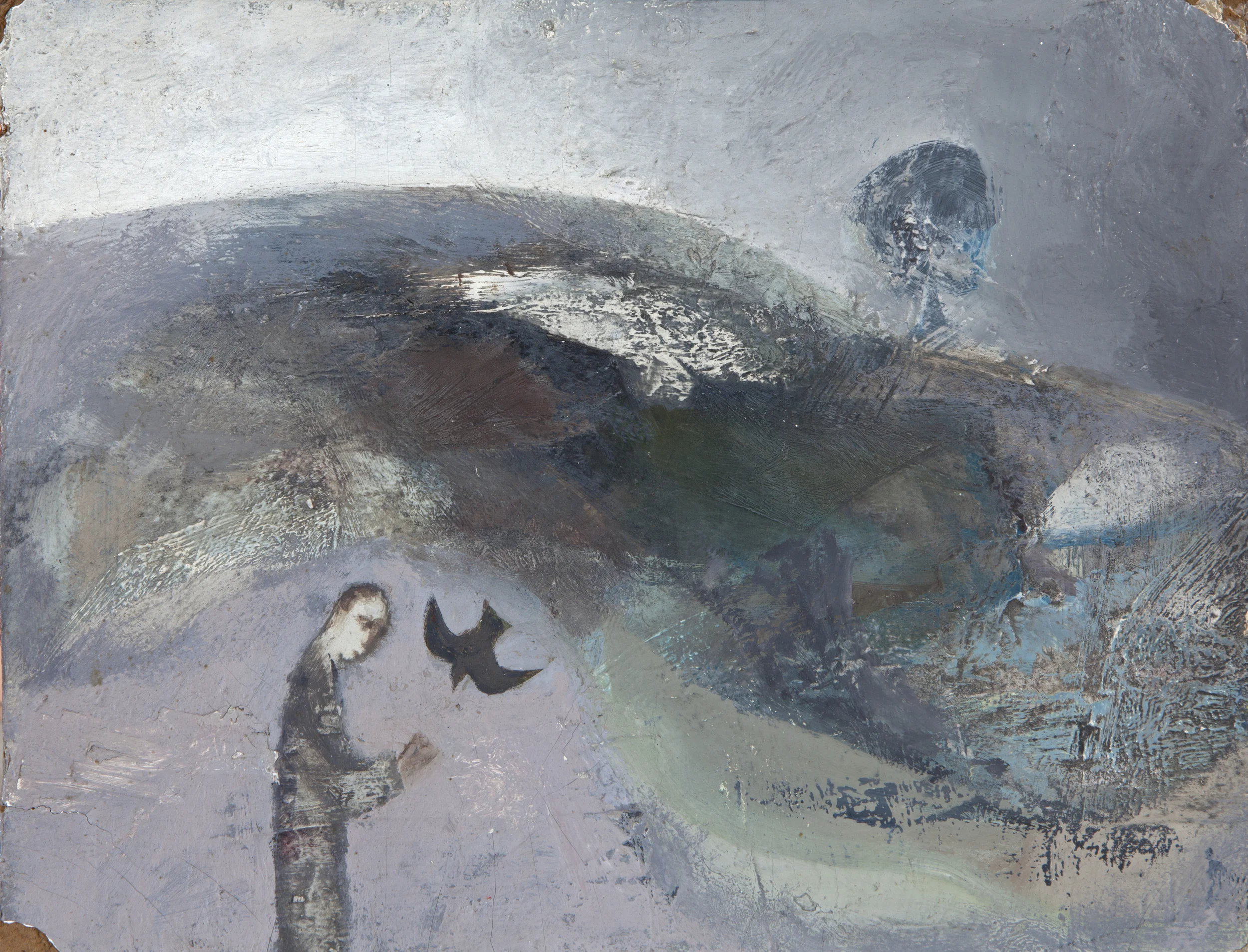  Man and Bird - 1995 - Oil on Board - 20 X 15 inches 