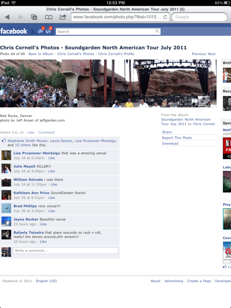 Chris Cornell Facebook Page Posts Our Photo