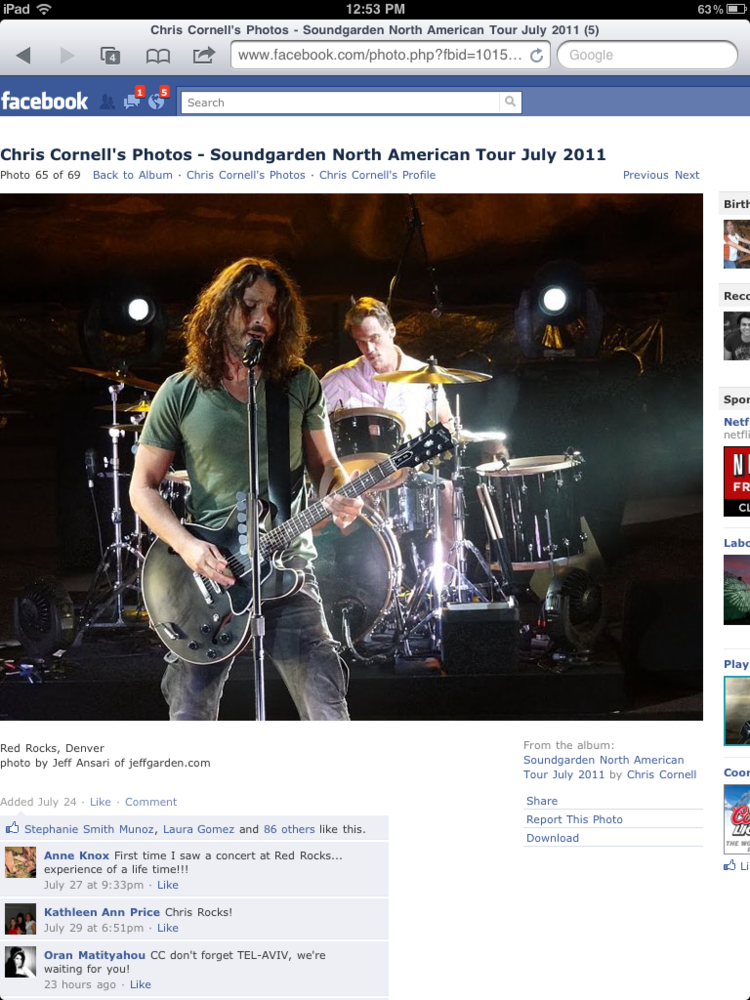 Chris Cornell Facebook Page Posts Our Photo