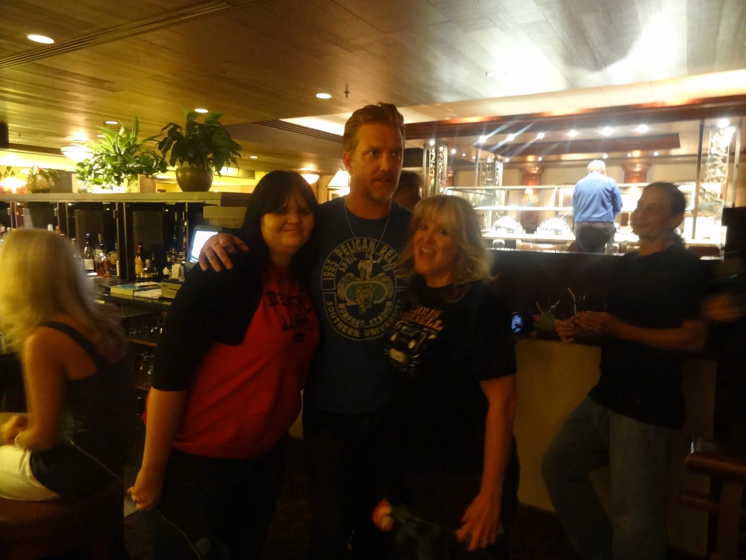 Joshua Homme from Queens of the Stone Age with Jaye and Meghan at our hotel bar