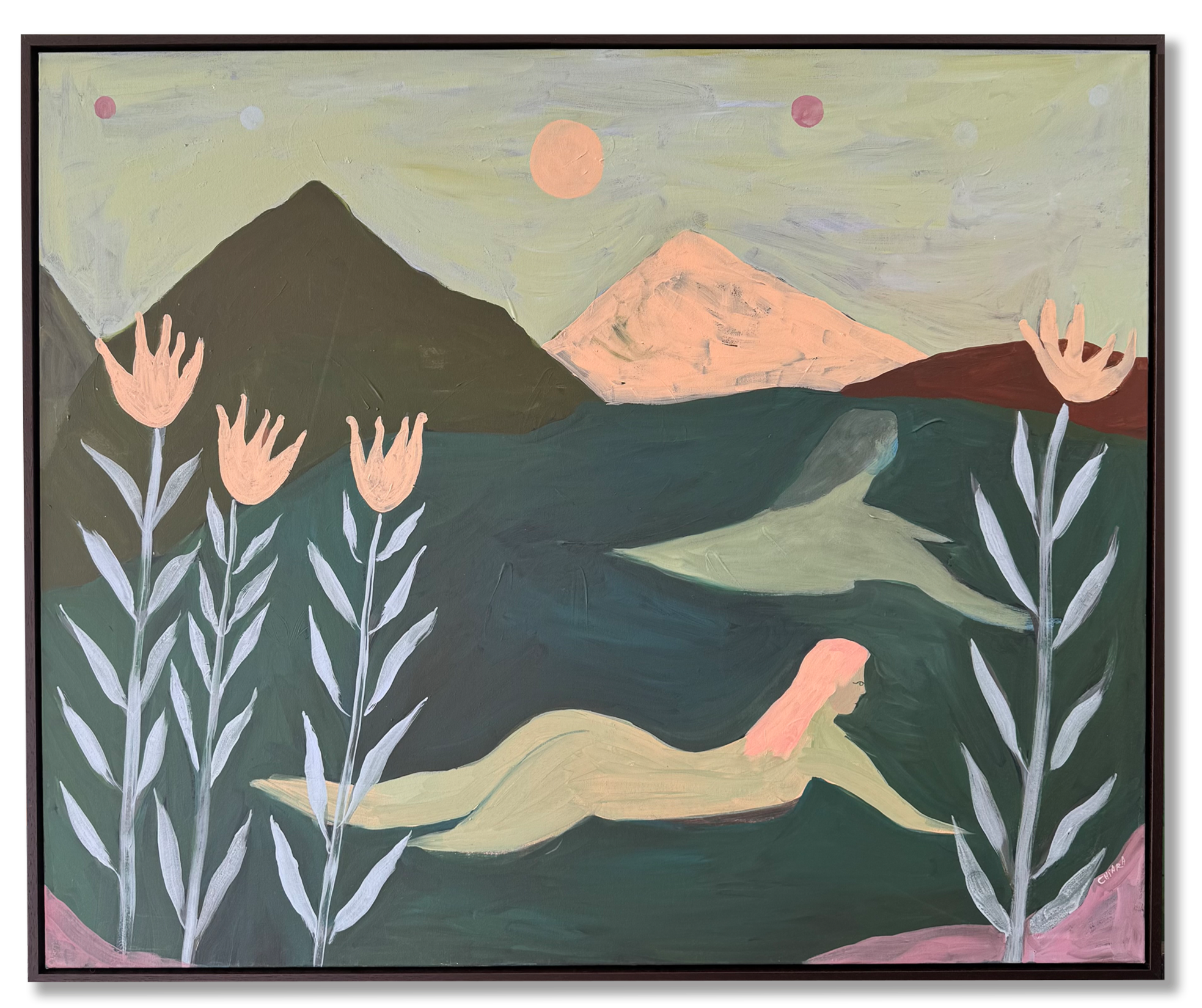 Bathing under the Planetary Parade, 2025. Acrylic on canvas 120x100cm. SOLD