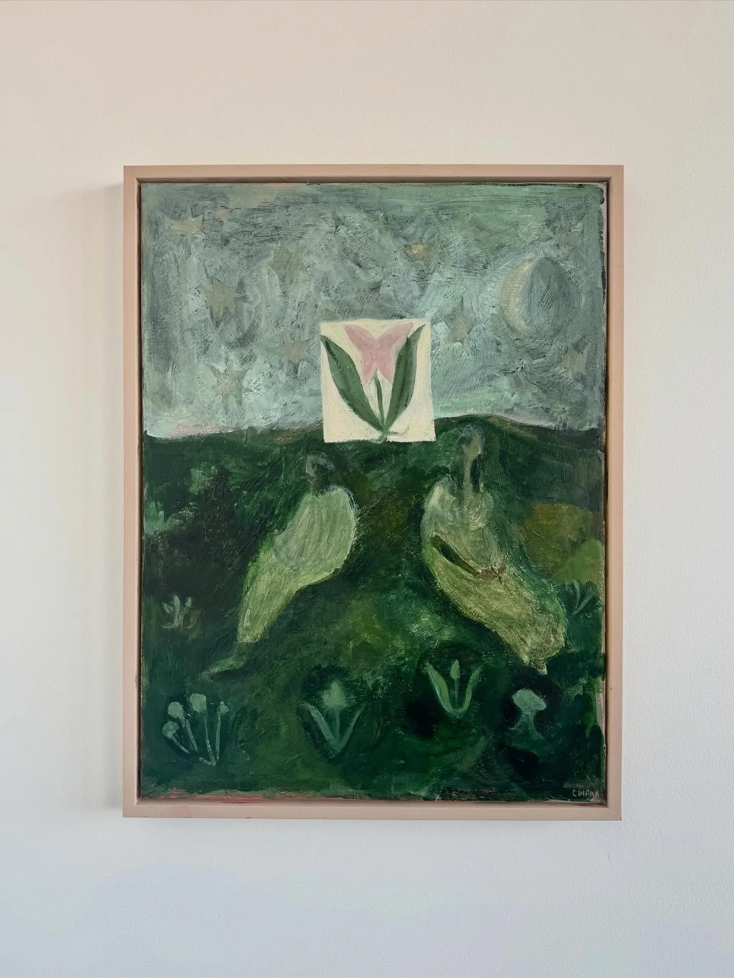 Two new paintings now available @southovergallery in Lewes as part of their Spring Show &lsquo;Divine Feminine&rsquo; 

Golden Girl acrylic on canvas, oak frame
🌞
Pleasure Garden, acrylic on canvas, painted wooden frame 
🌿
Send me a DM, or enquirie