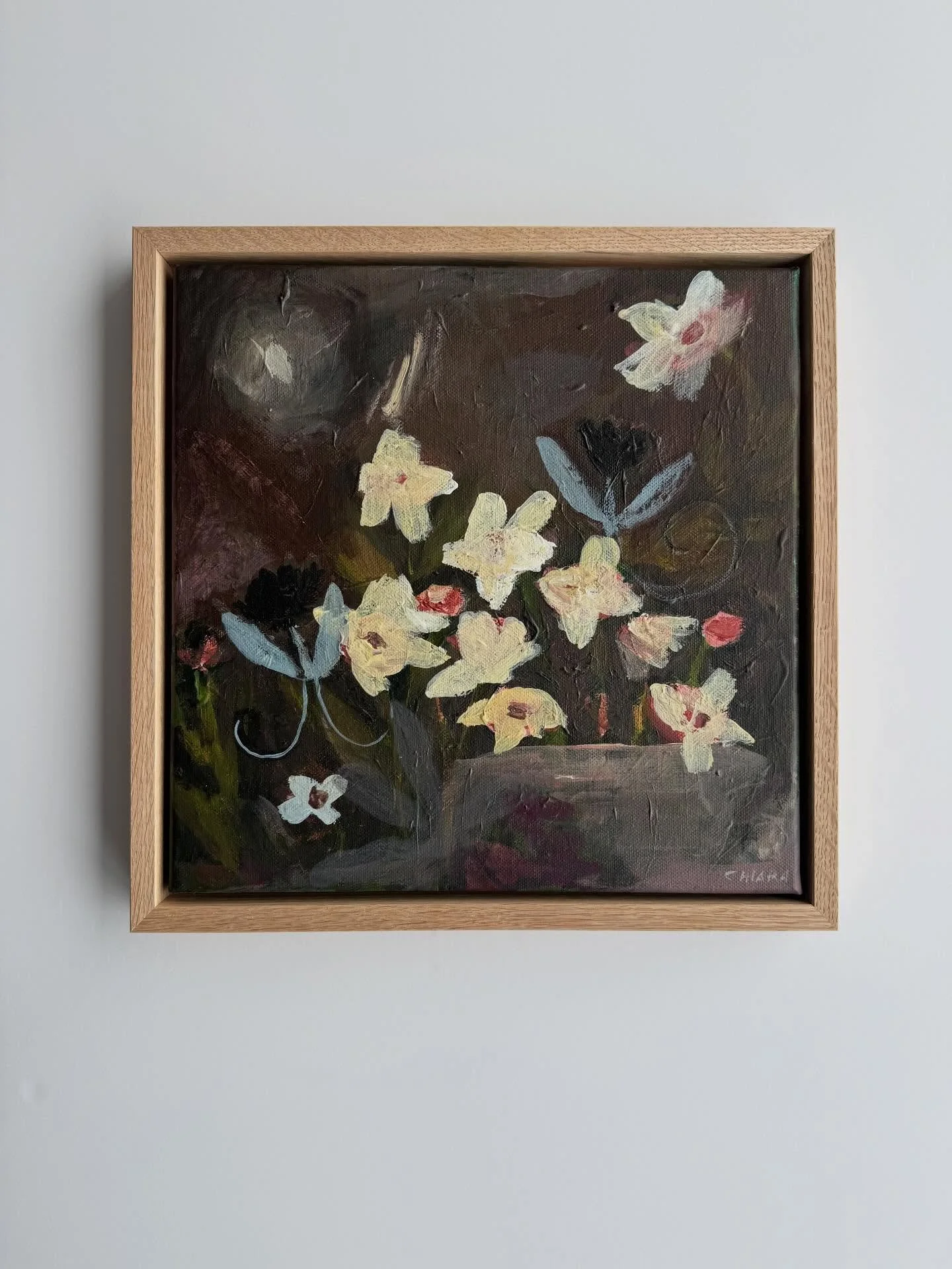 My first collection from my new studio! So excited for these new paintings to be out in the world very soon, at a very special place 💫 beautifully framed in solid oak by @bsideframing ✨