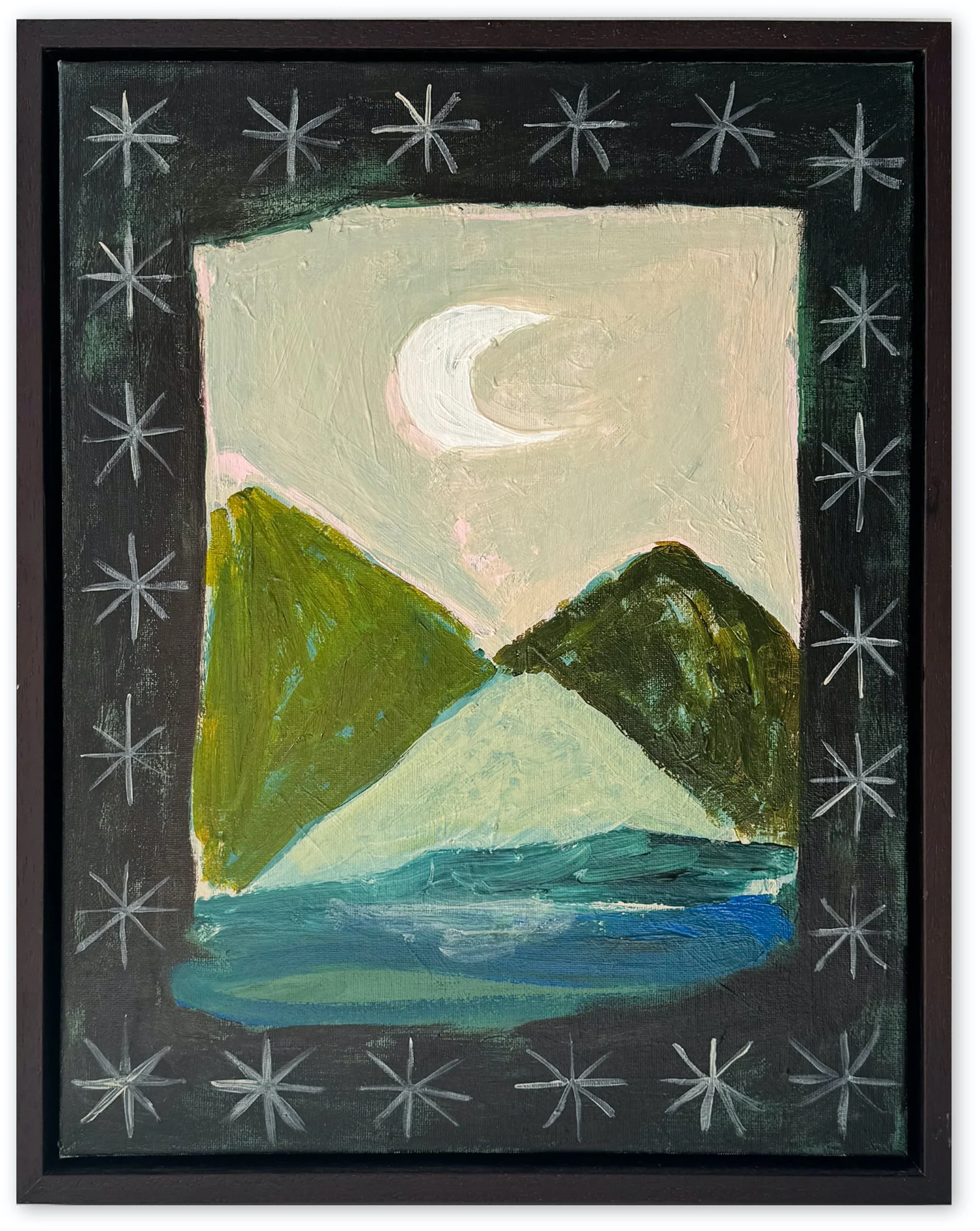 Moonshine Lake and Velvet Mountains, 2025. Acrylic on canvas 40x60cm. SOLD