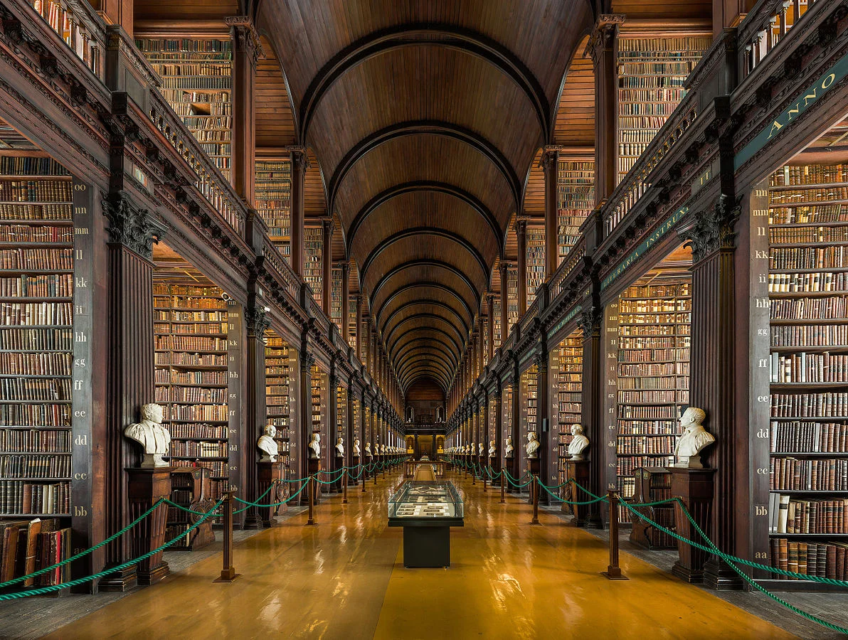 The Long Room in Trinity College (photo: Diliff, Wikimedia Commons).