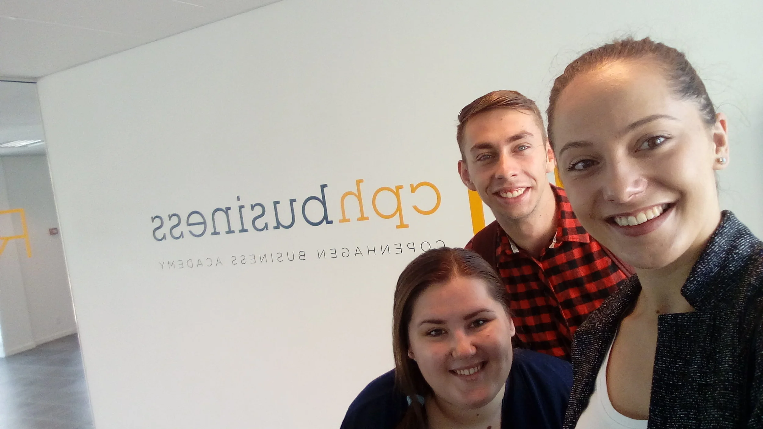 Adriána (in the middle) with her friends at Copenhagen Business Academy.