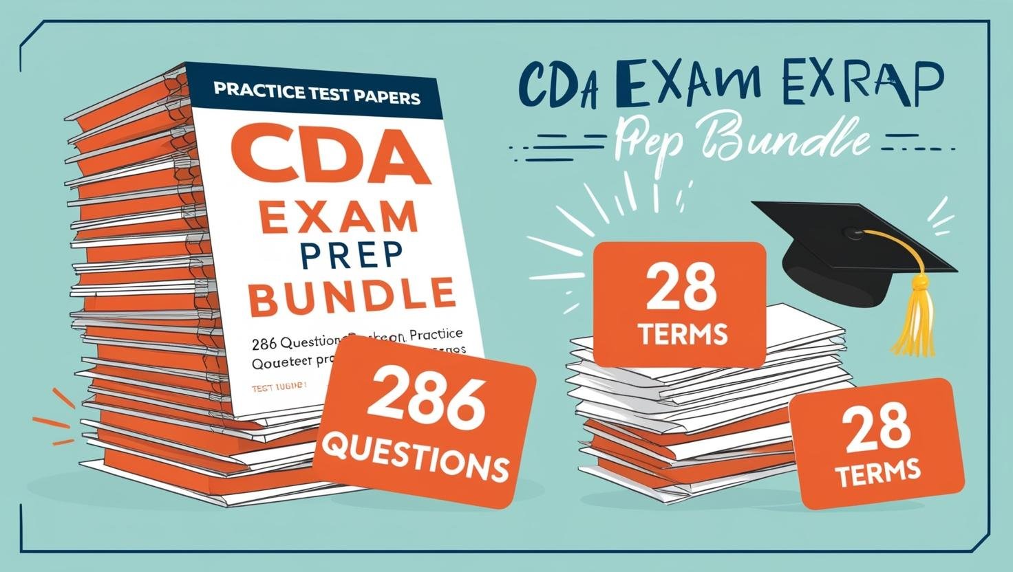 CDA Exam Prep Bundle: Practice Test (286 Questions) & Flashcards (28 ...