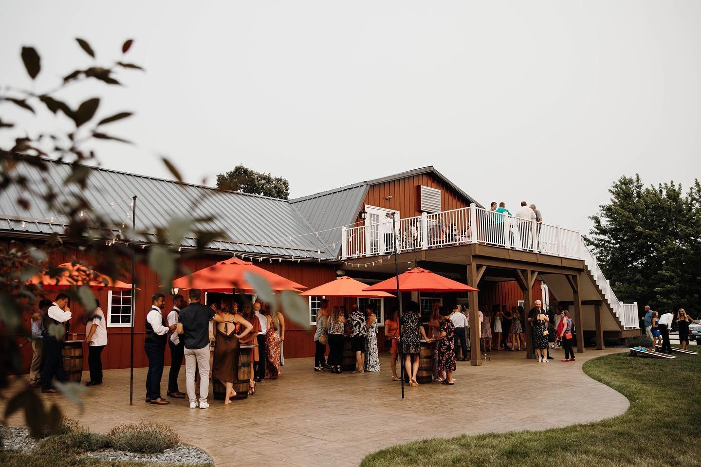 One of our most loved venue features, the outdoor cocktail area 🍻

Not only can guests enjoy the beautiful summer Wisconsin weather enjoying cocktails by ordering at our flip out bar window, but we also have yard games, outdoor seating, and a gas fi